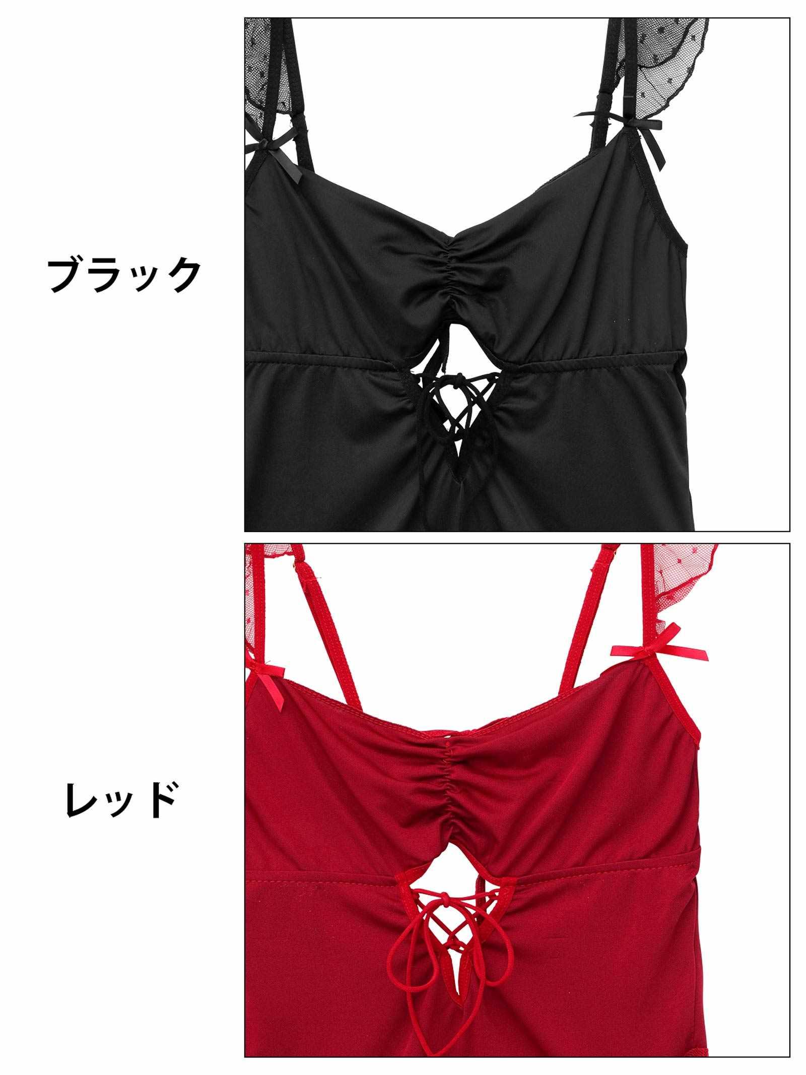 1/17再販!シアードットレースアップカットベビードール - 【公式】247Lingerie