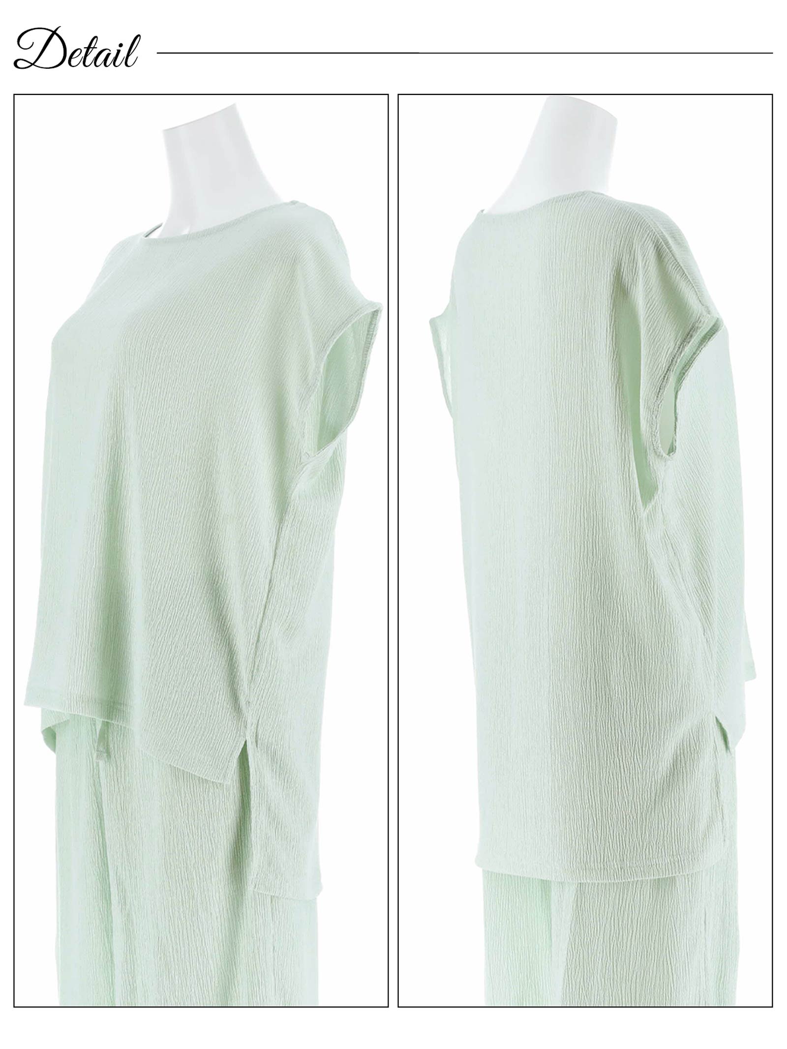 5/12新作!ワンカラーシャーリング半袖トップス&ロングパンツルームウェア