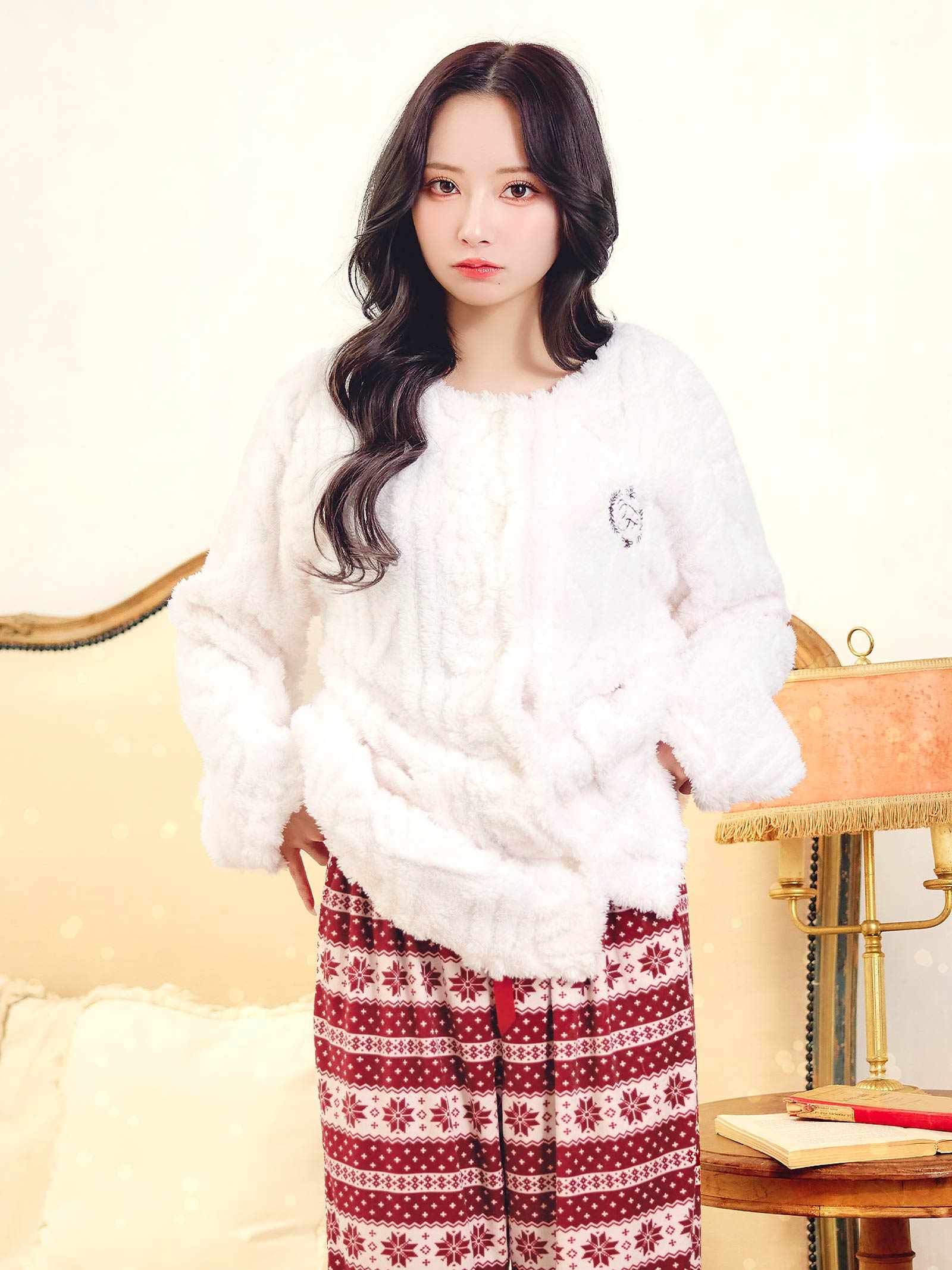 12/12新作!もこもこノルディック柄トップス&ロングパンツルームウェア