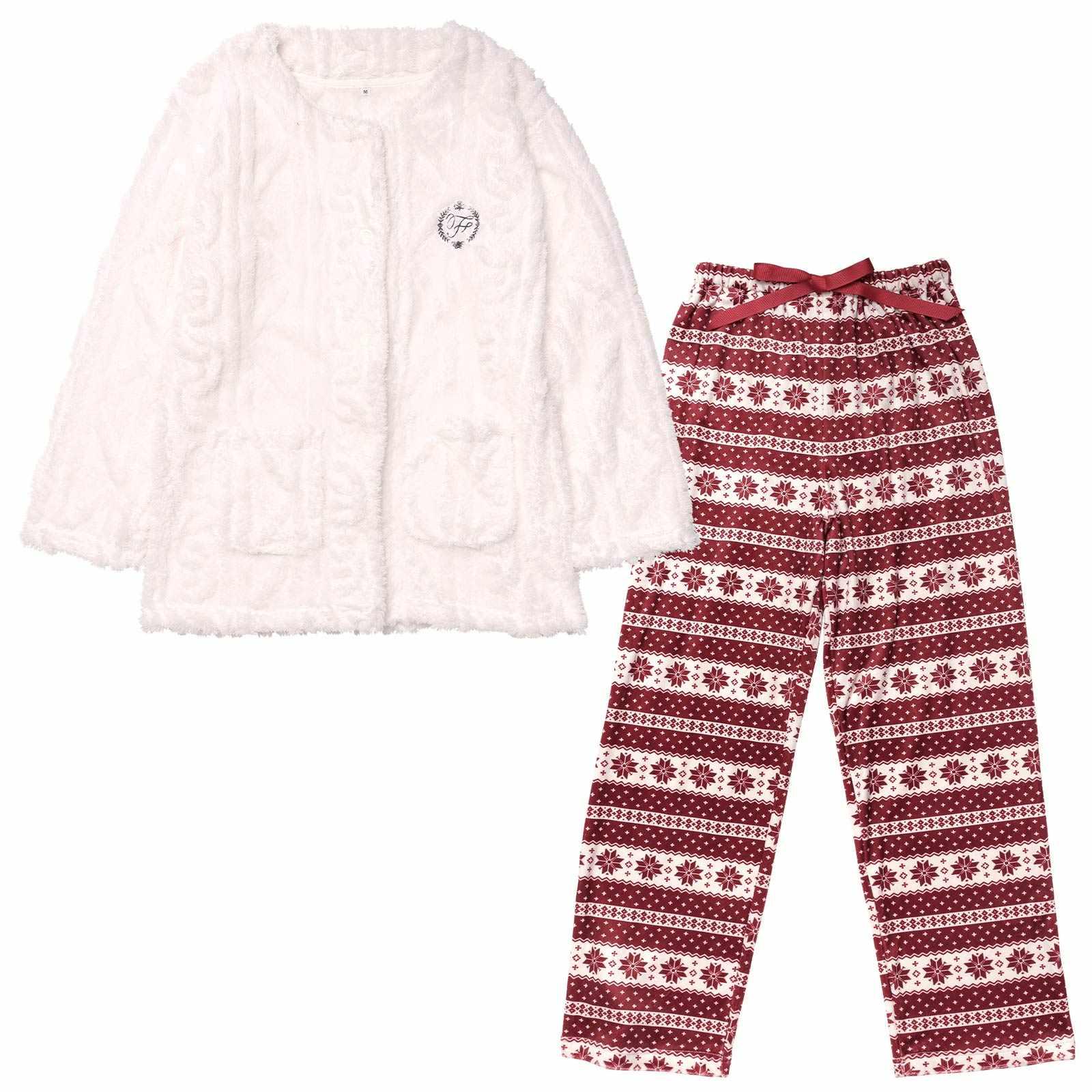 もこもこノルディック柄トップス&ロングパンツルームウェア