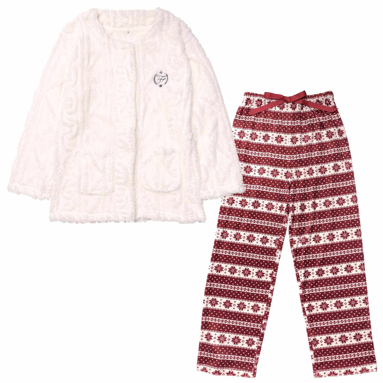 12/12新作!もこもこノルディック柄トップス&ロングパンツルームウェア