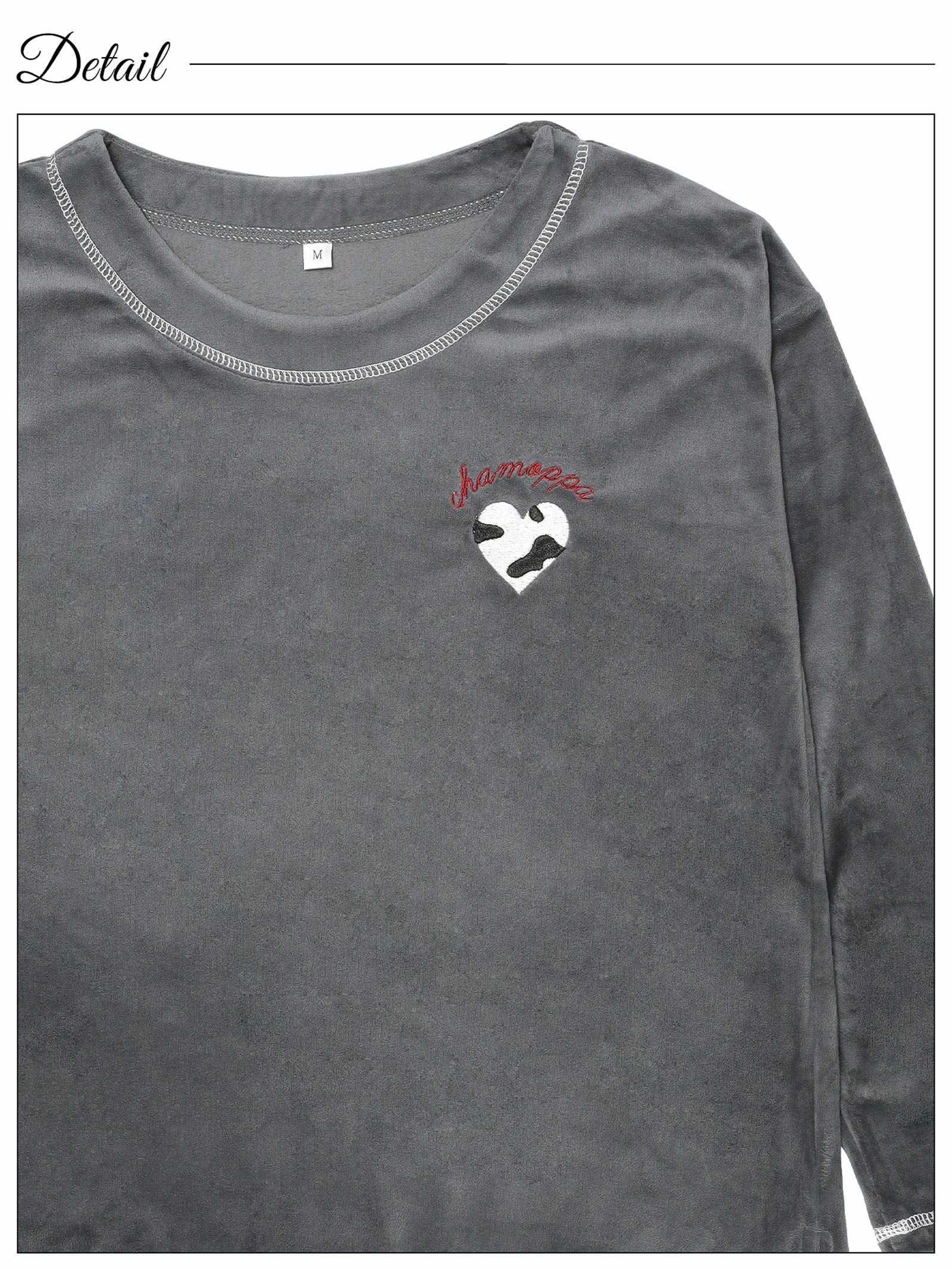 11/19新作!ハートカウモチーフ長袖トップス&ロングパンツルームウェア