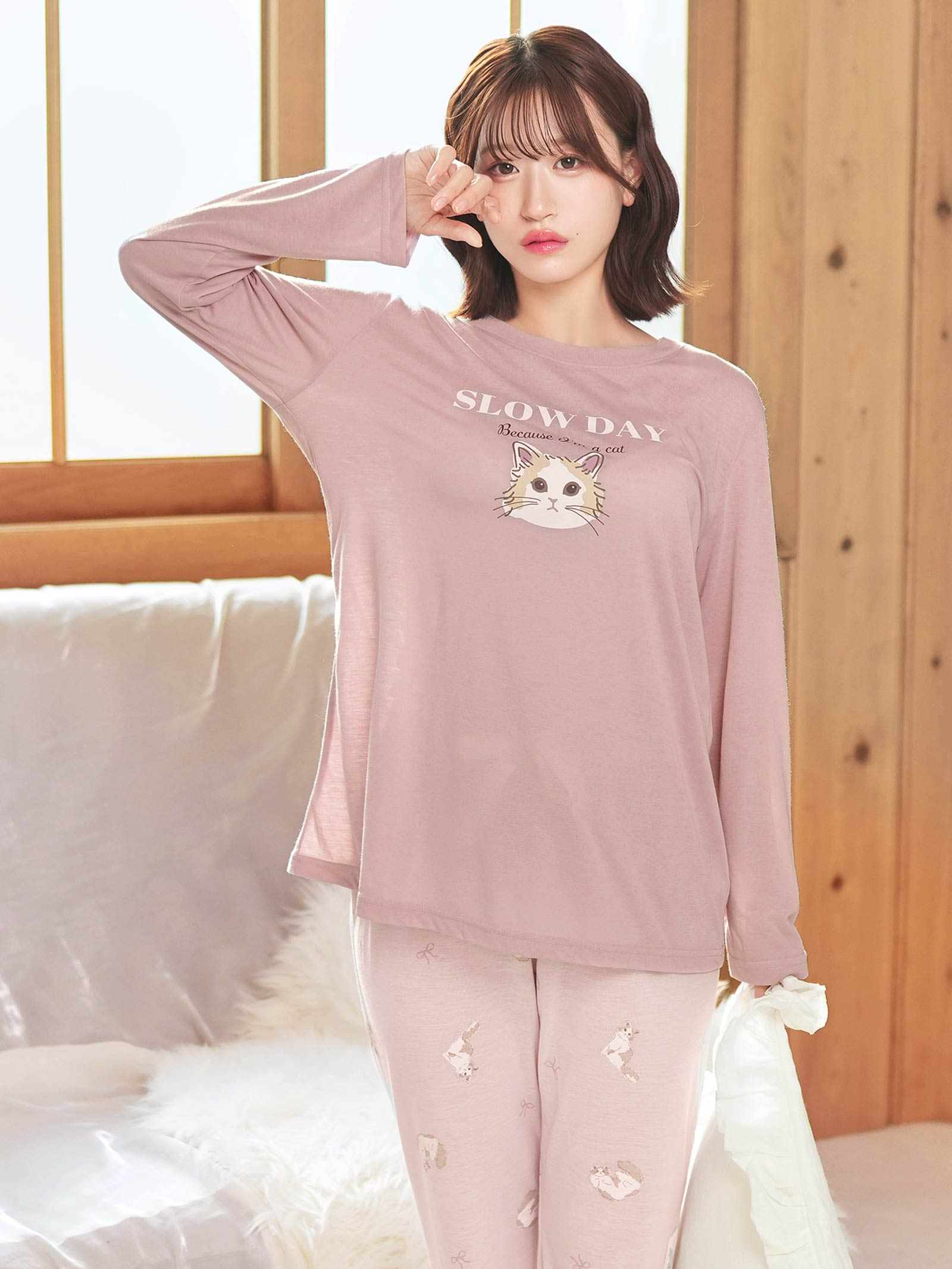 9/3新作!チャーミングキャットトップス&ロングパンツルームウェア