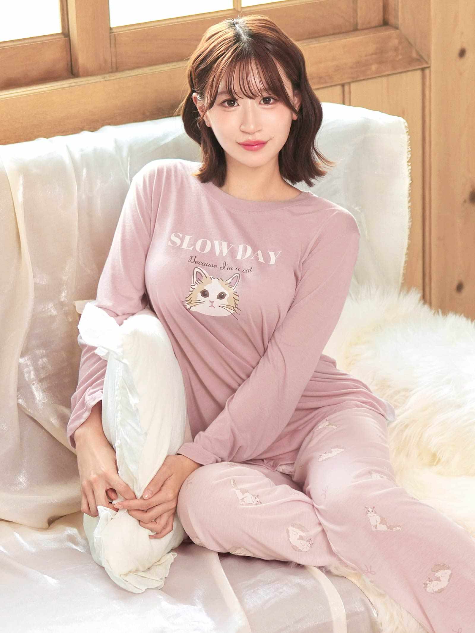 9/3新作!チャーミングキャットトップス&ロングパンツルームウェア