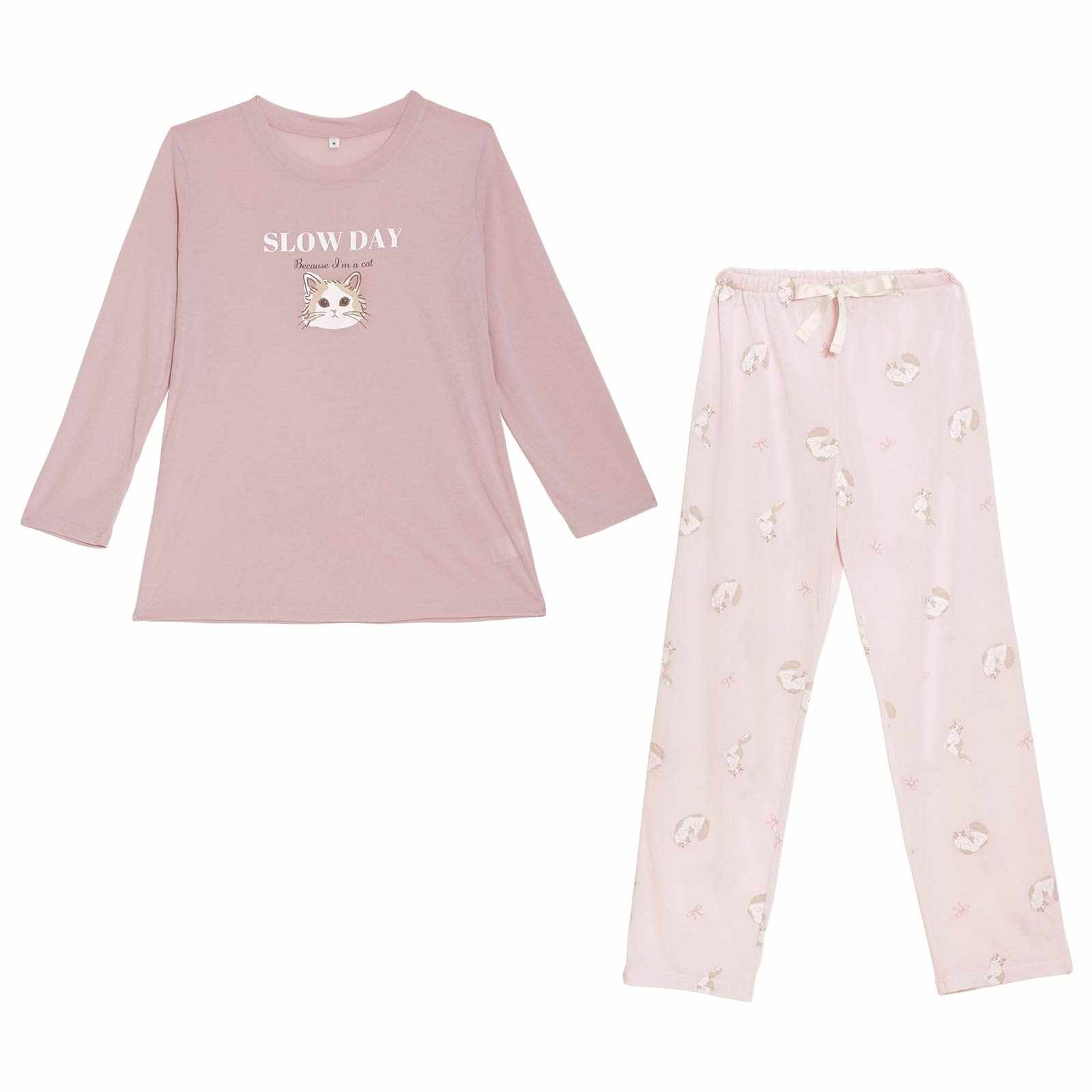 チャーミングキャットトップス&ロングパンツルームウェア