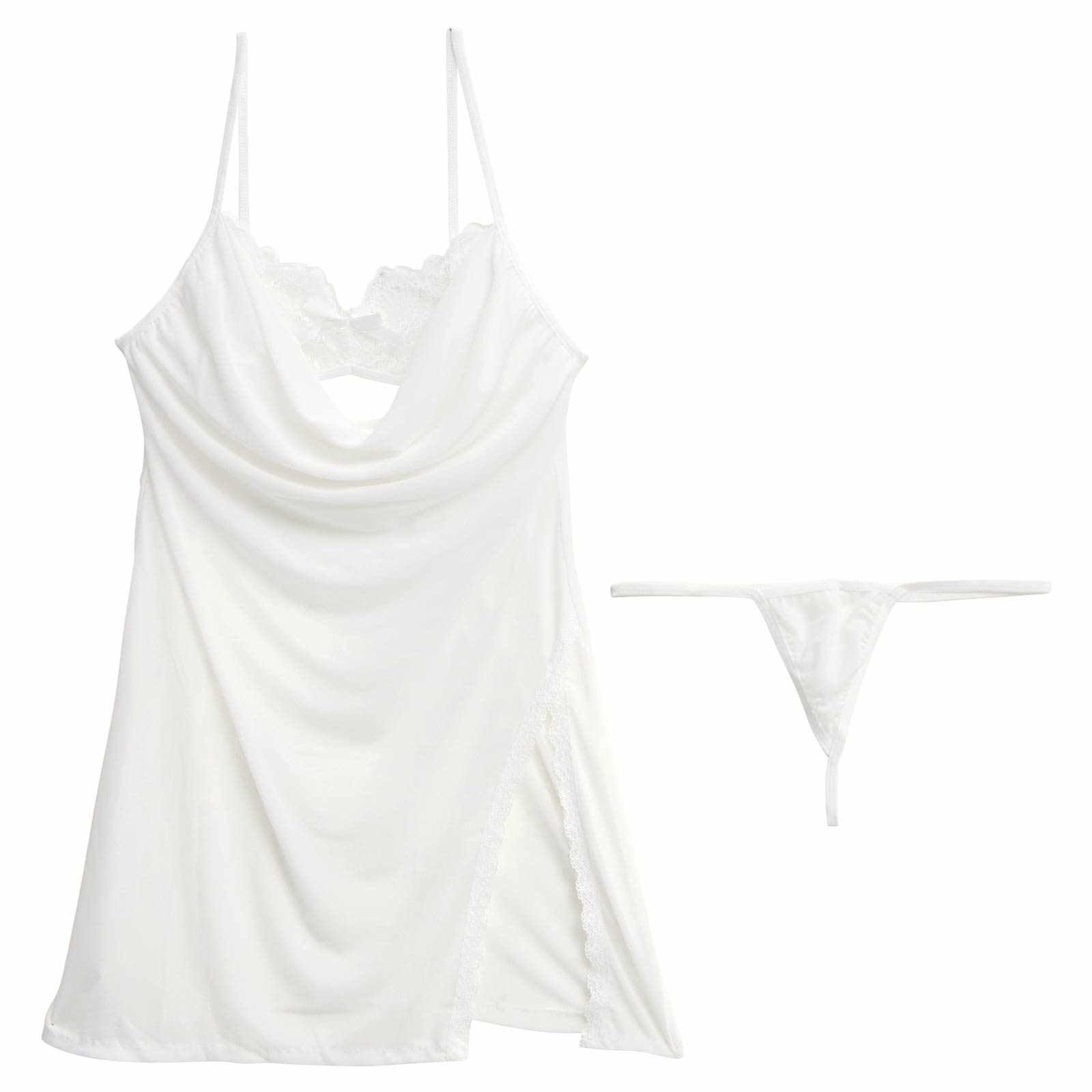 ドレープシフォンレーススリットベビードール