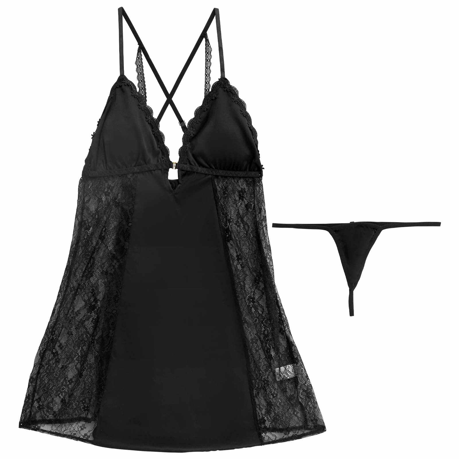 11/6再販!サテンレーシィクロスベビードール