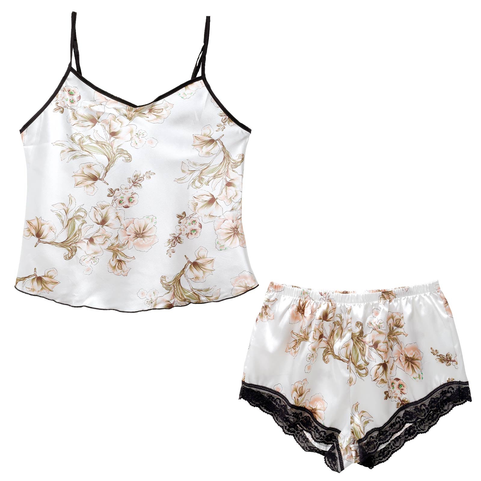 ボタニカルサテンキャミソール&ショートパンツルームウェア