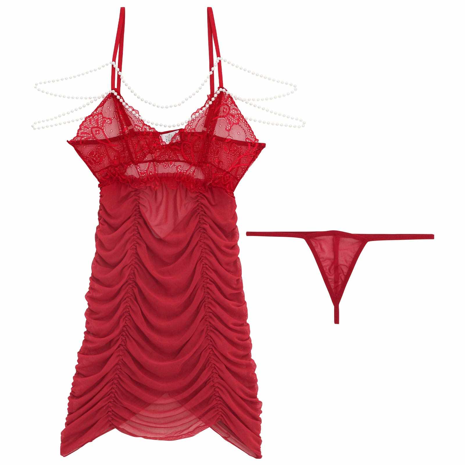 12/11再販!パールビジューギャザーレーシィベビードール