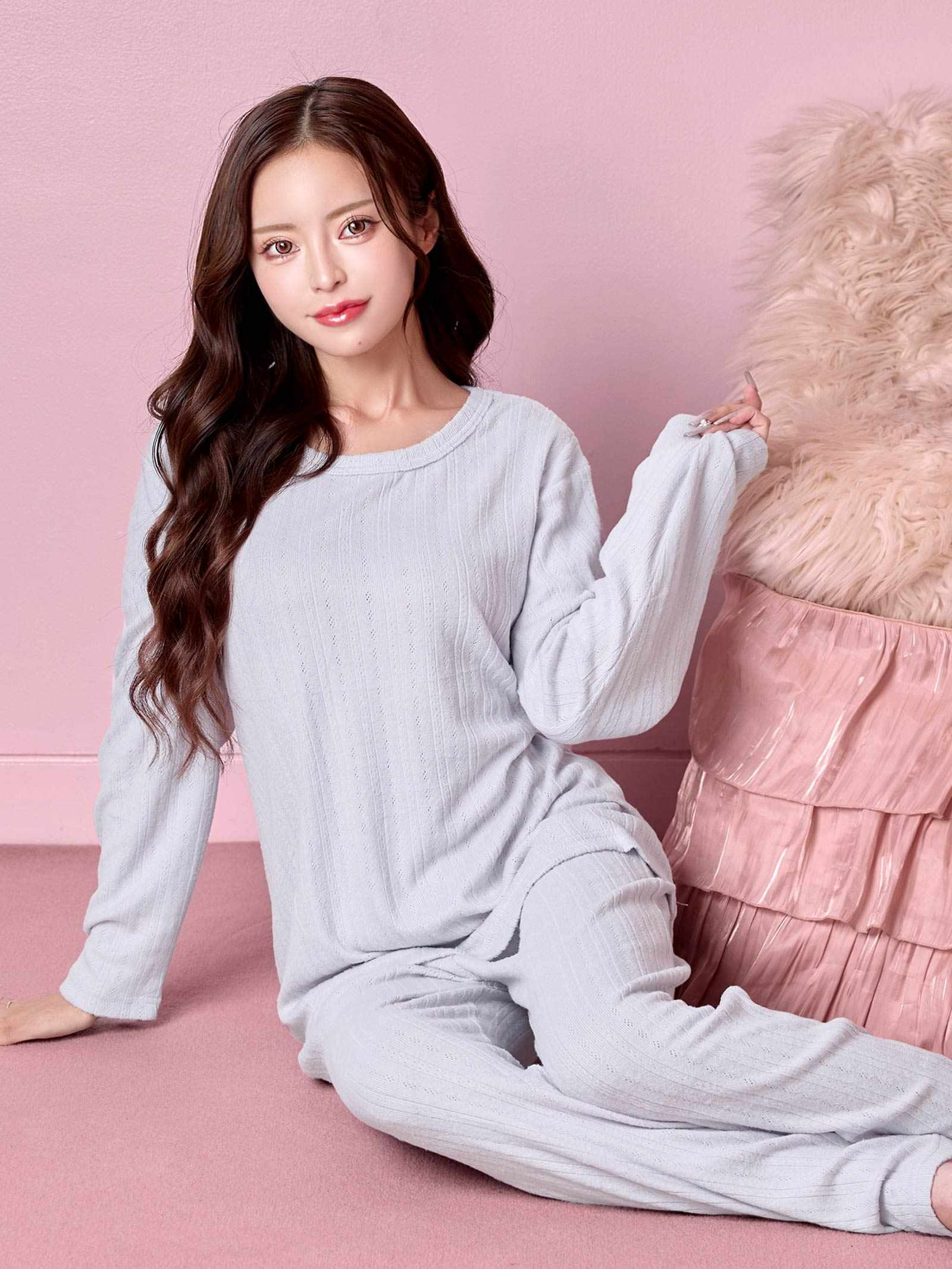 11/28新作!ソフトメロウ長袖トップス&ロングパンツルームウェア