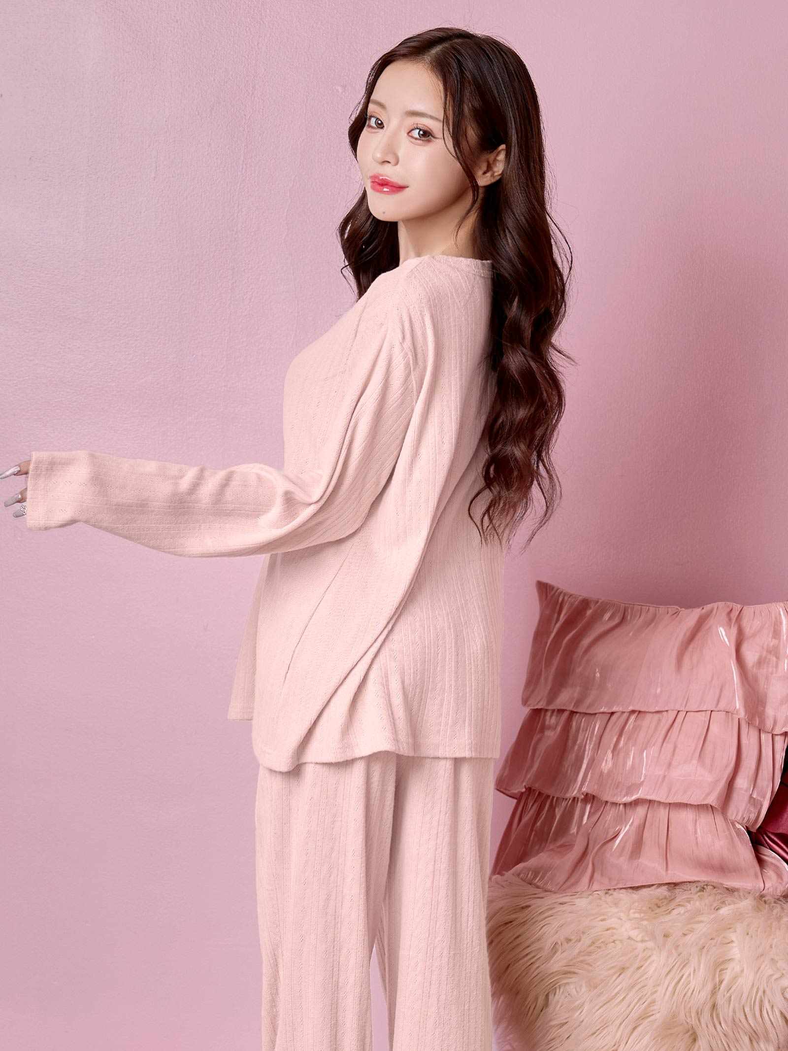 11/28新作!ソフトメロウ長袖トップス&ロングパンツルームウェア