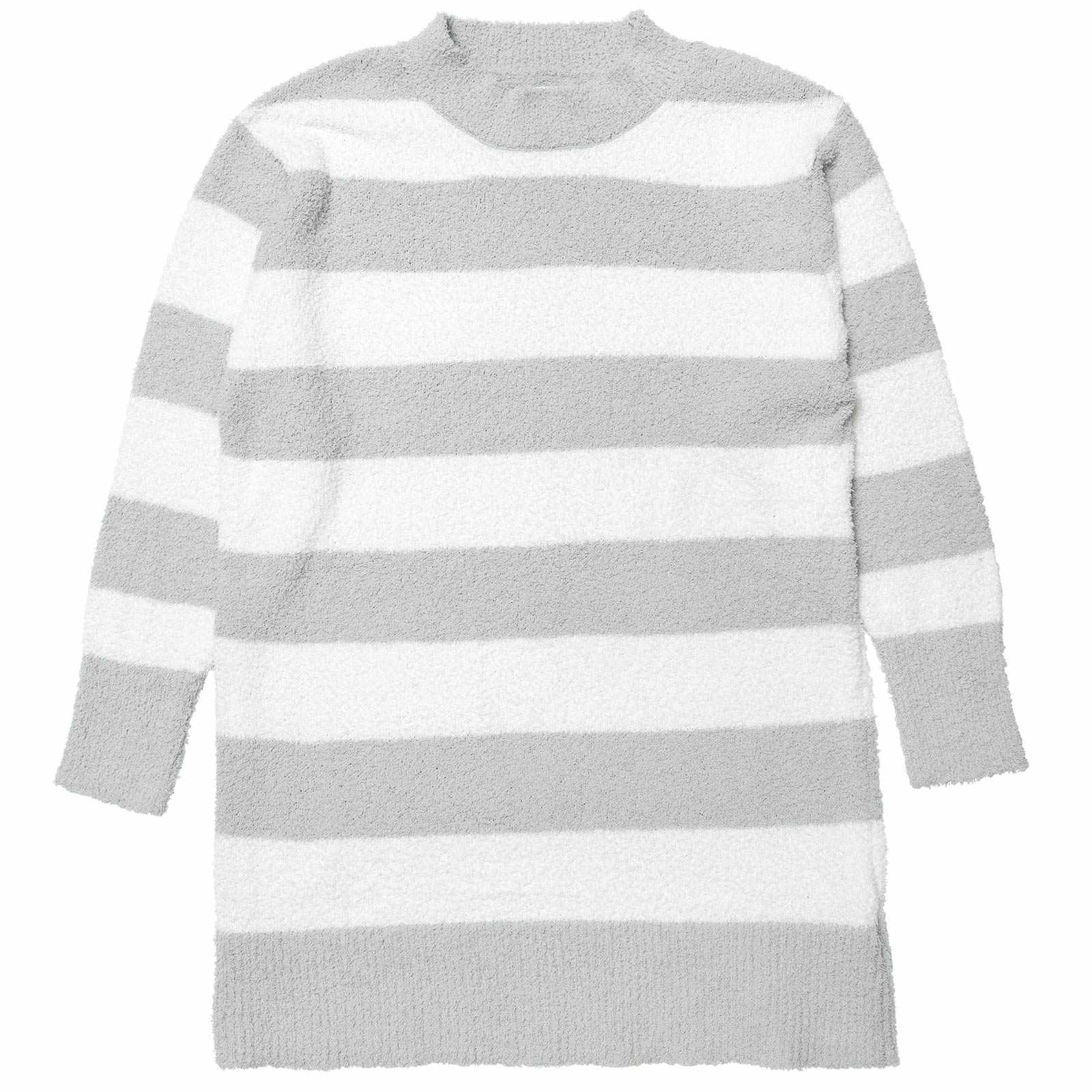 11/21新作!ふわふわダスティーボーダー長袖ワンピースルームウェア