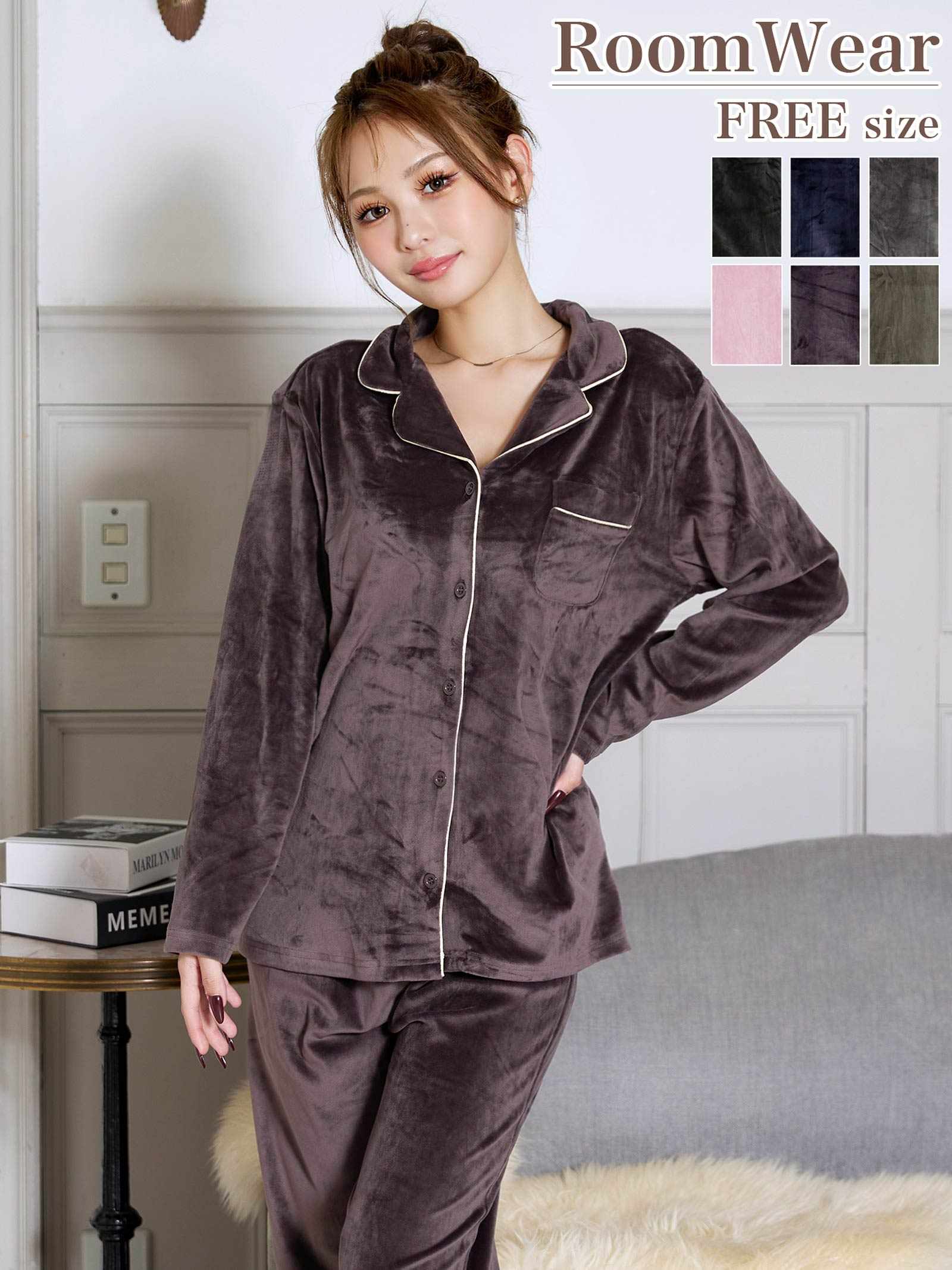 11/14新作!スフレパイピングトップス&ロングパンツルームウェア