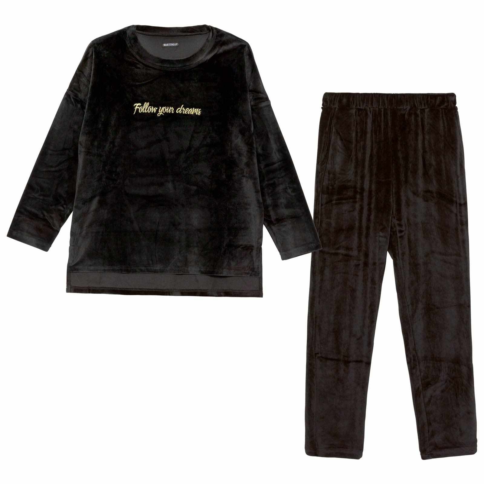 11/26新作!パールシャギーロゴトップス&ロングパンツルームウェア