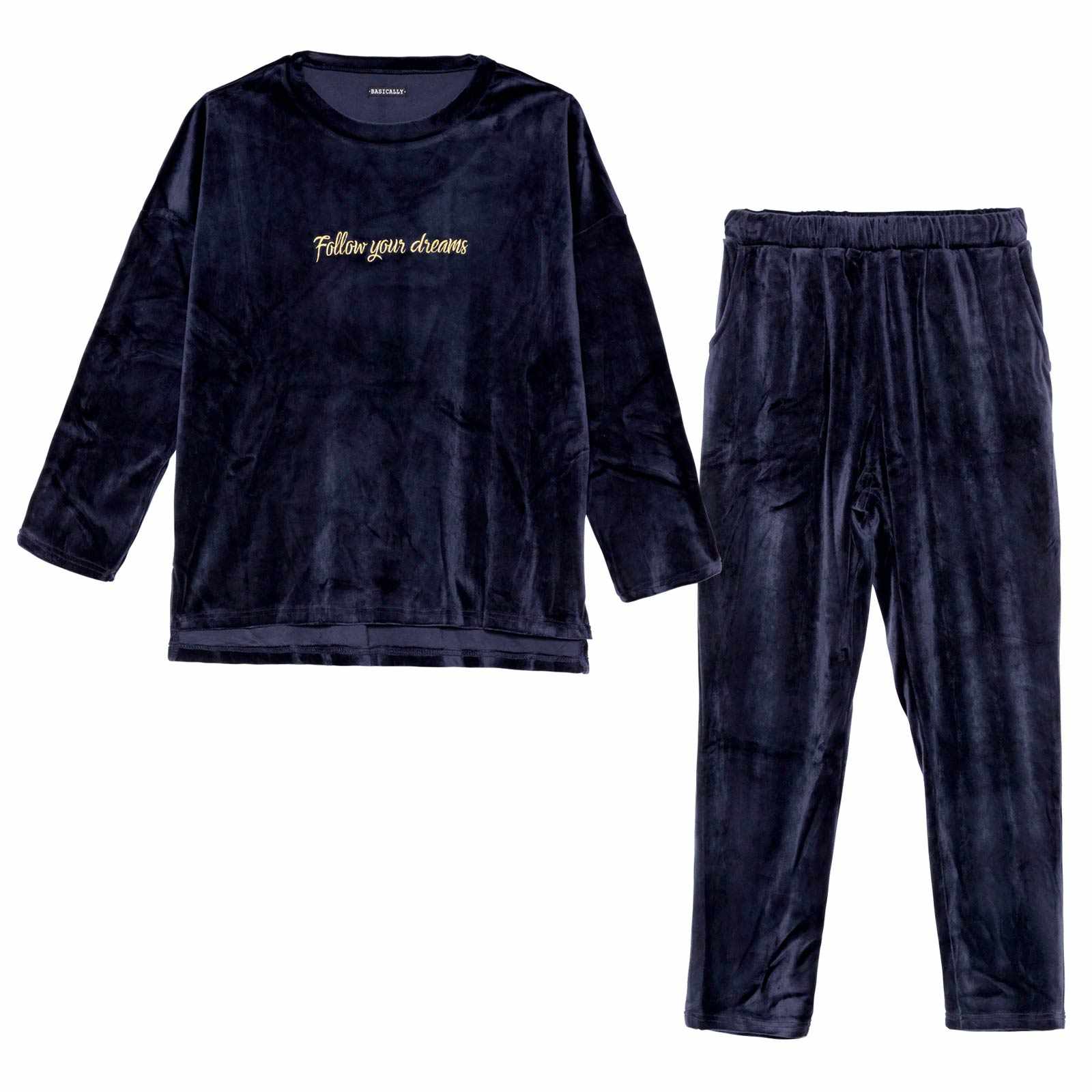 11/26新作!パールシャギーロゴトップス&ロングパンツルームウェア