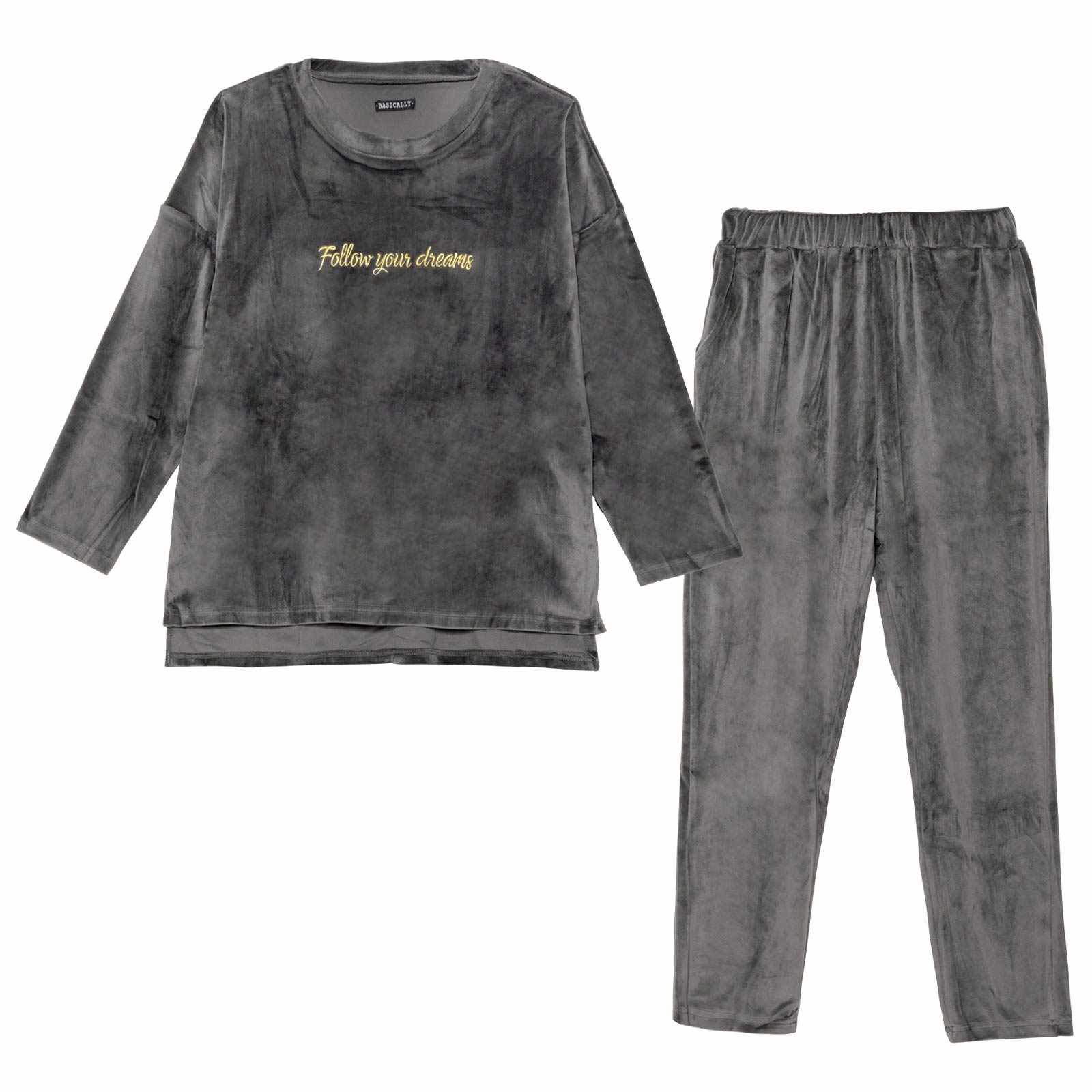 11/26新作!パールシャギーロゴトップス&ロングパンツルームウェア