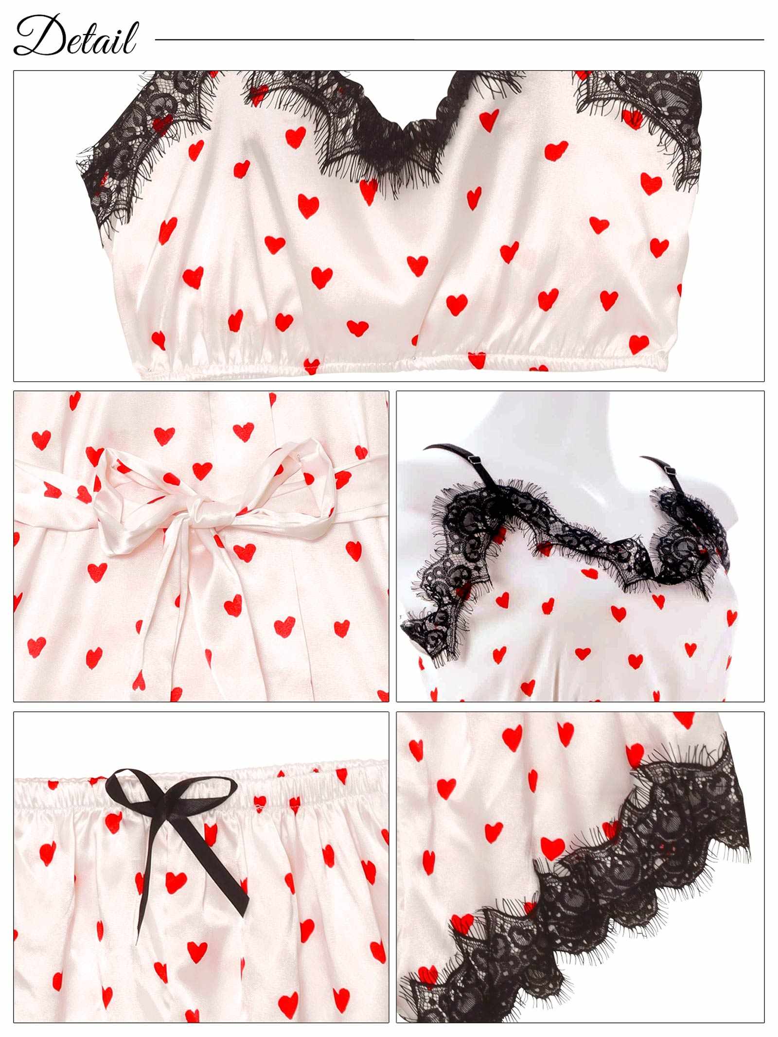 3/12新作!【3点セット】キューティーサテンハートルームウェア