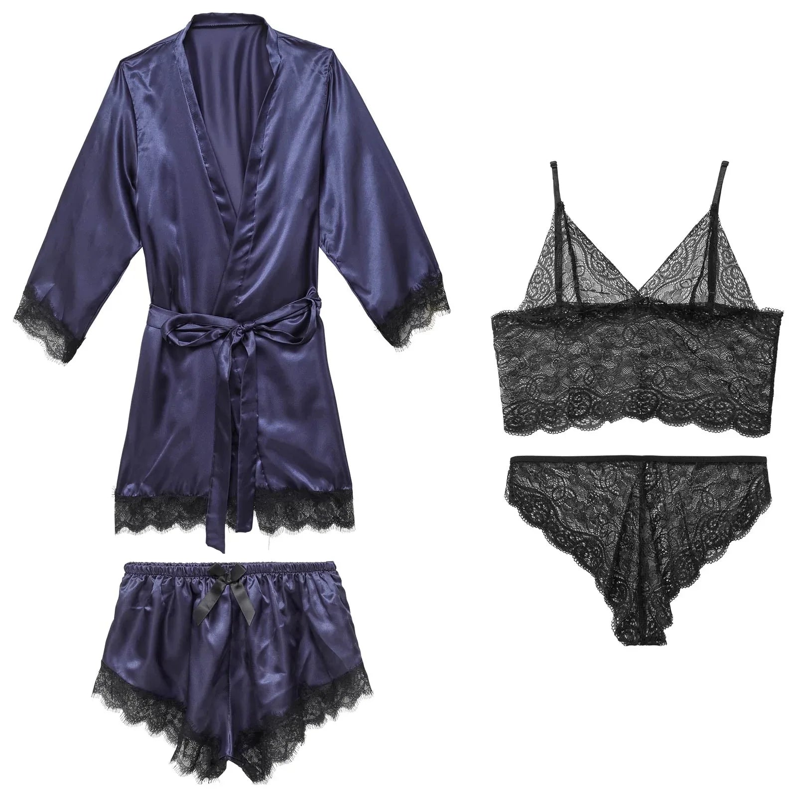 【4点セット】サテンリボンモダンレースルームウェア - 【公式】247Lingerie
