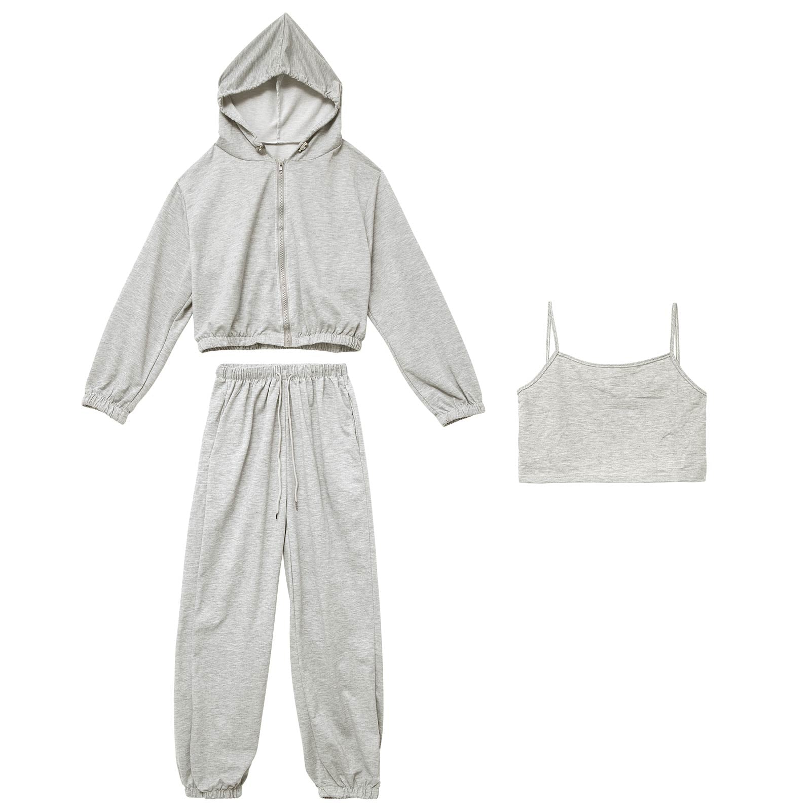 スウェットパーカー&キャミソール&ロングパンツルームウェア