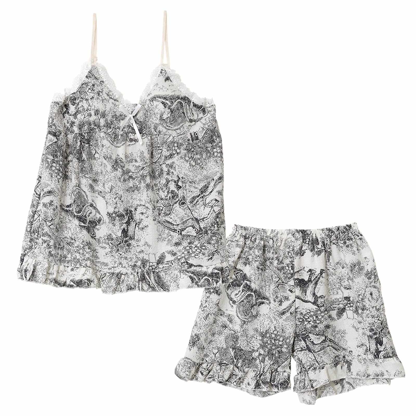 ドローイングアニマルキャミソール&ハーフパンツルームウェア