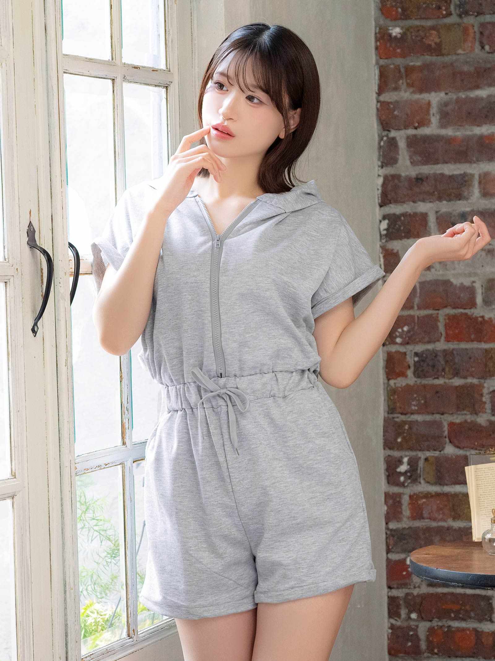 6/30新作!スウェットパーカーショートパンツオールインワン