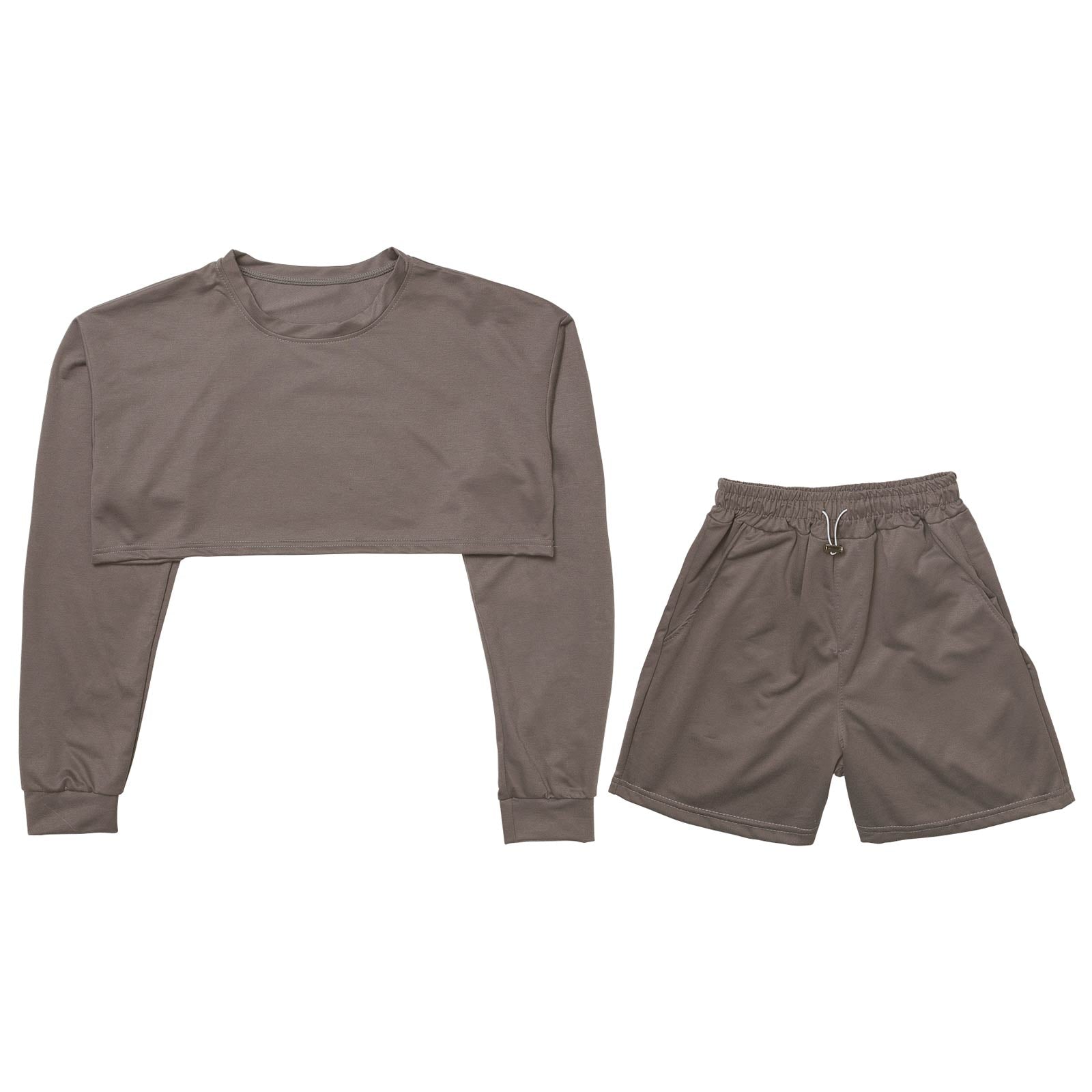 クロップド丈スウェットトップス&ショートパンツルームウェア