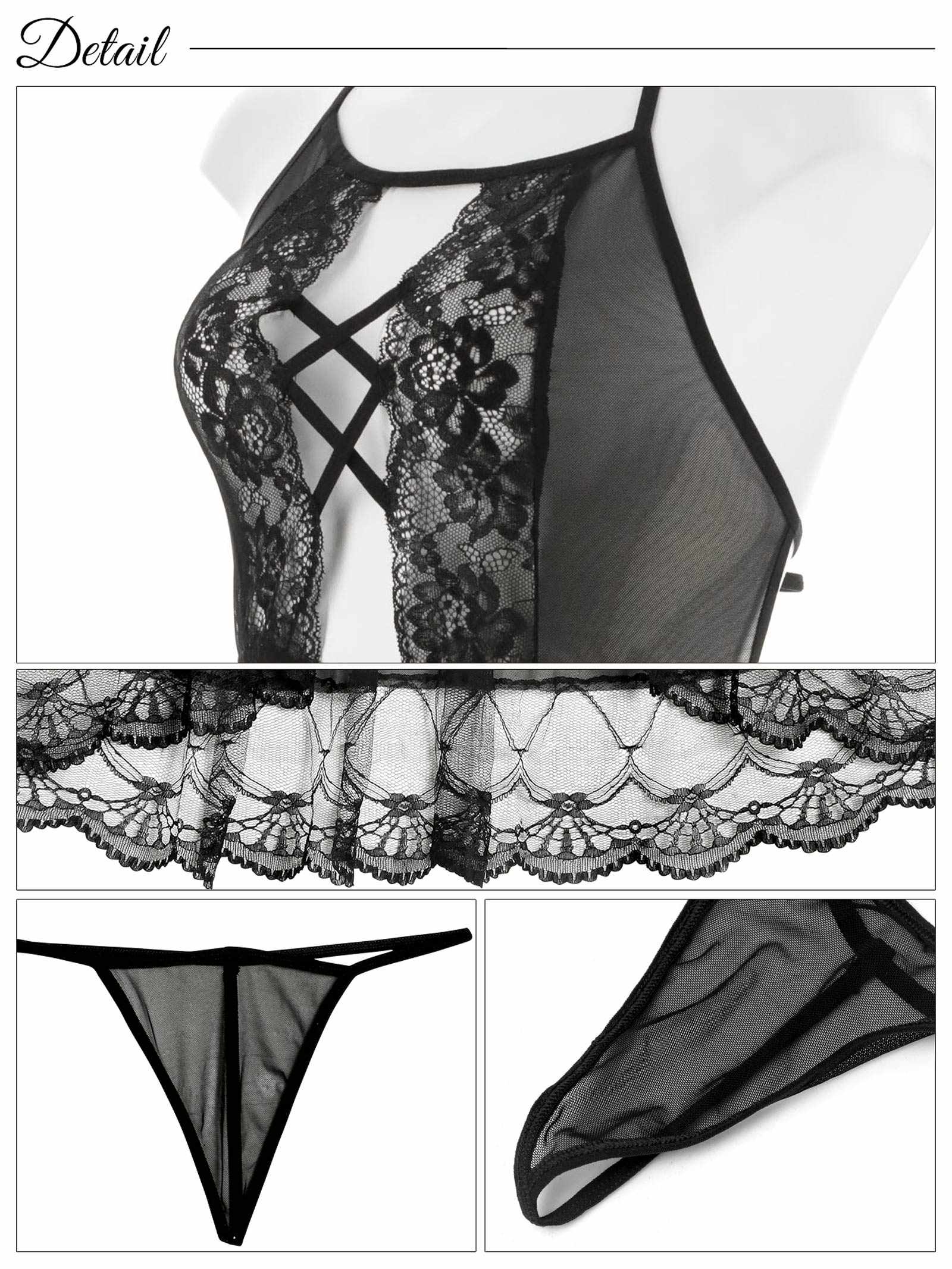 10/10新作!エレガンスレースホルターベビードール