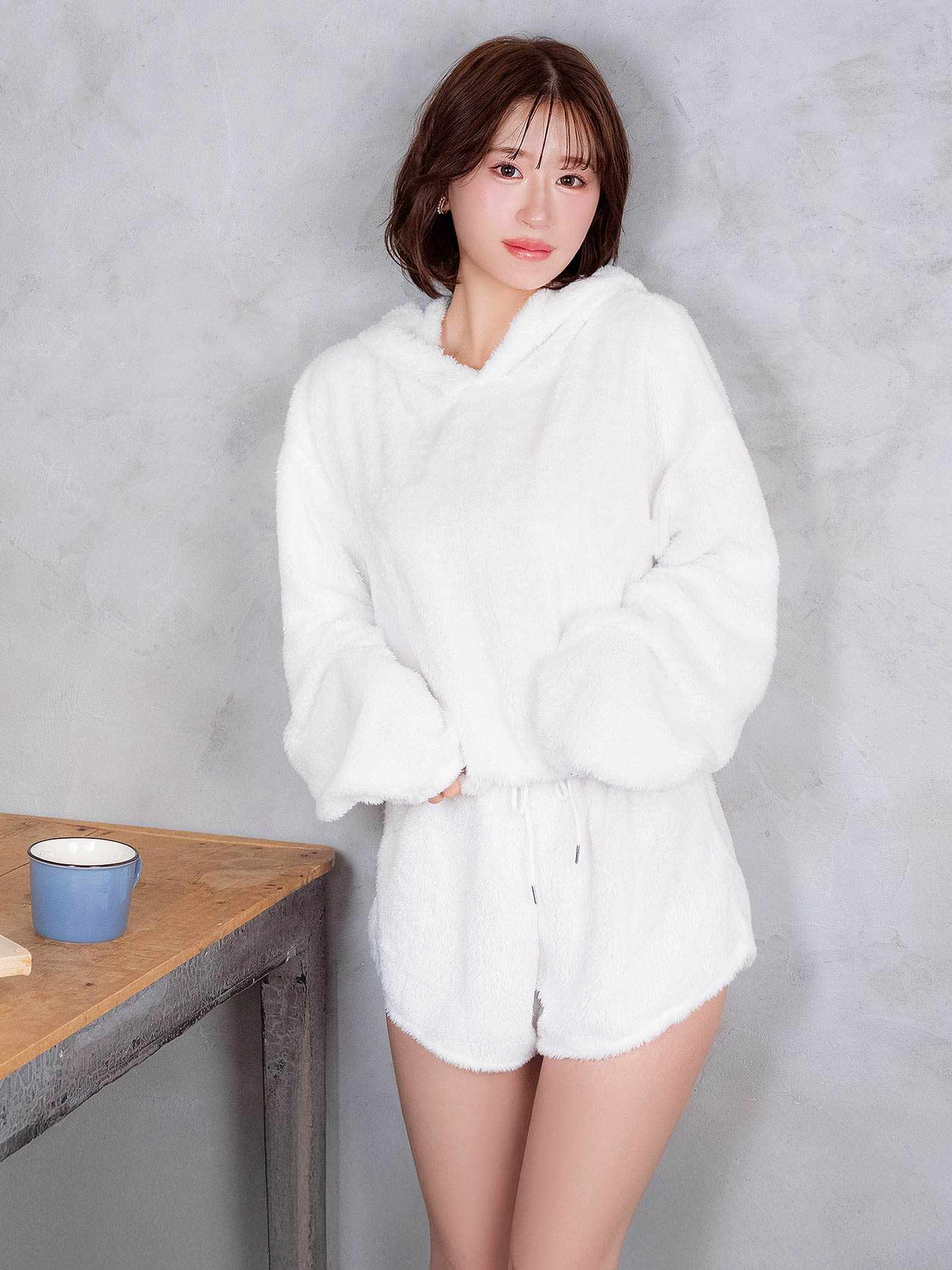 10/31新作!クマ耳モコモコフーディートップス&ショートパンツルームウェア