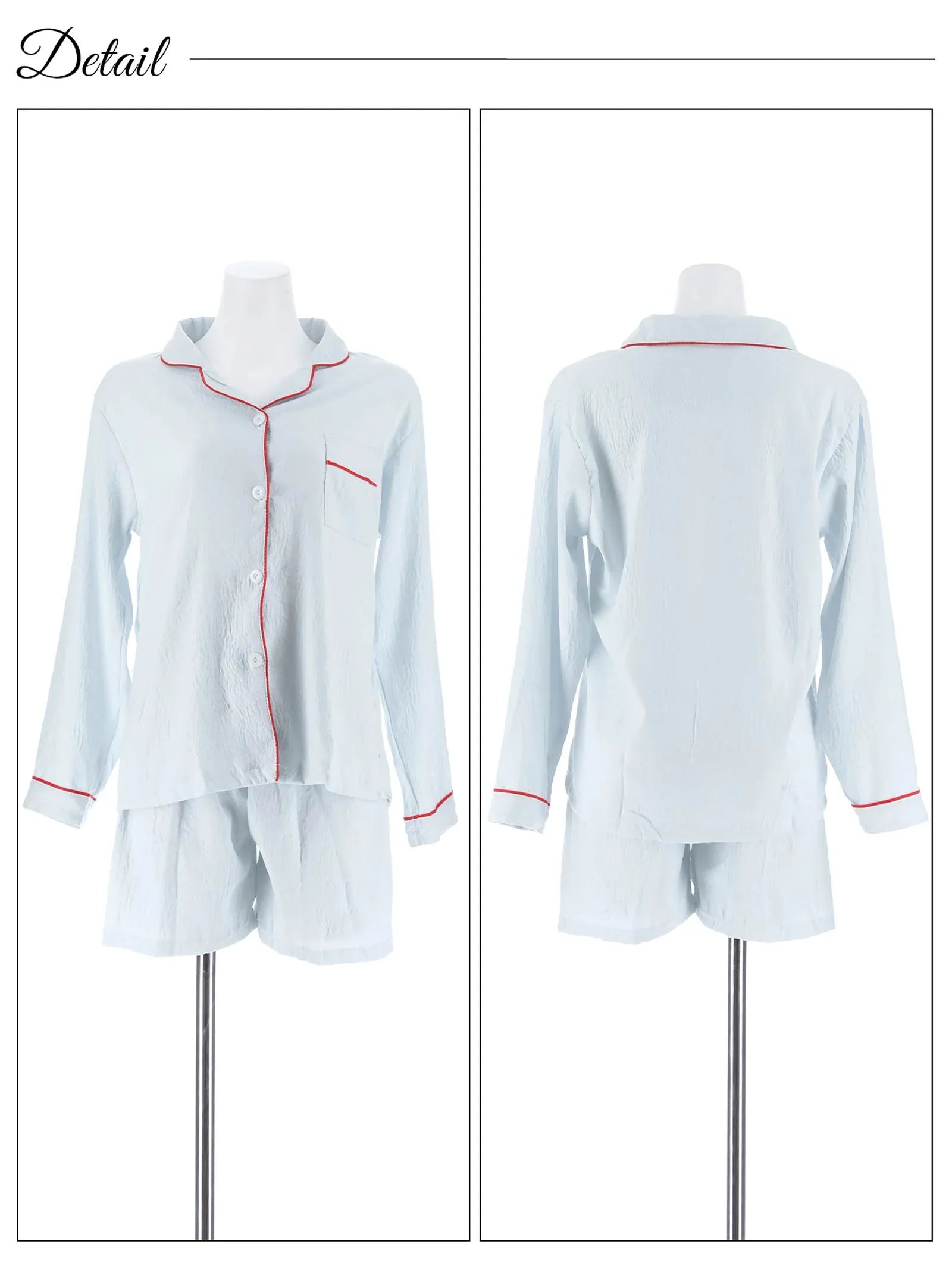 10/20新作!バイカラーパイピングシャツトップス&ショートパンツルームウェア