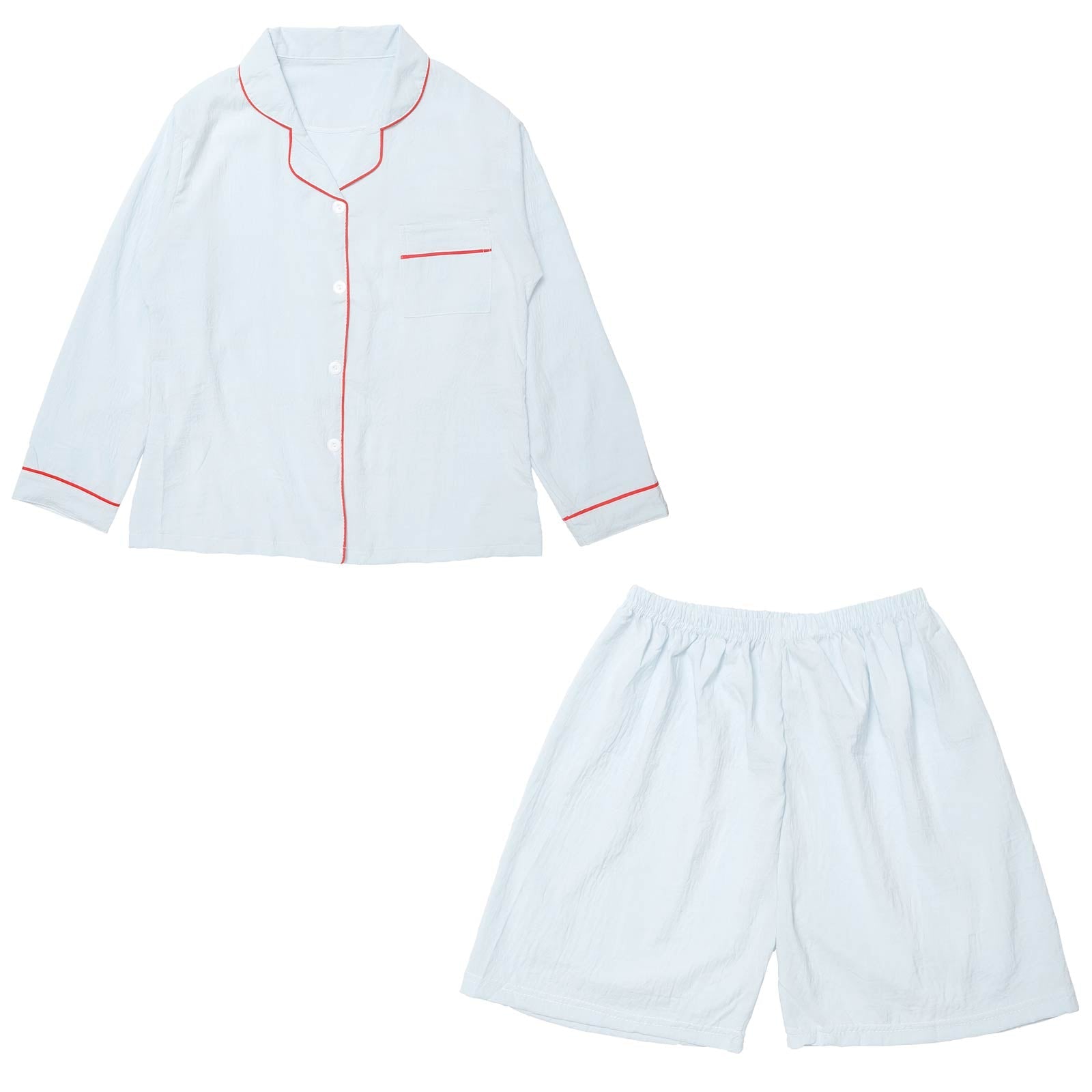 バイカラーパイピングシャツトップス&ショートパンツルームウェア