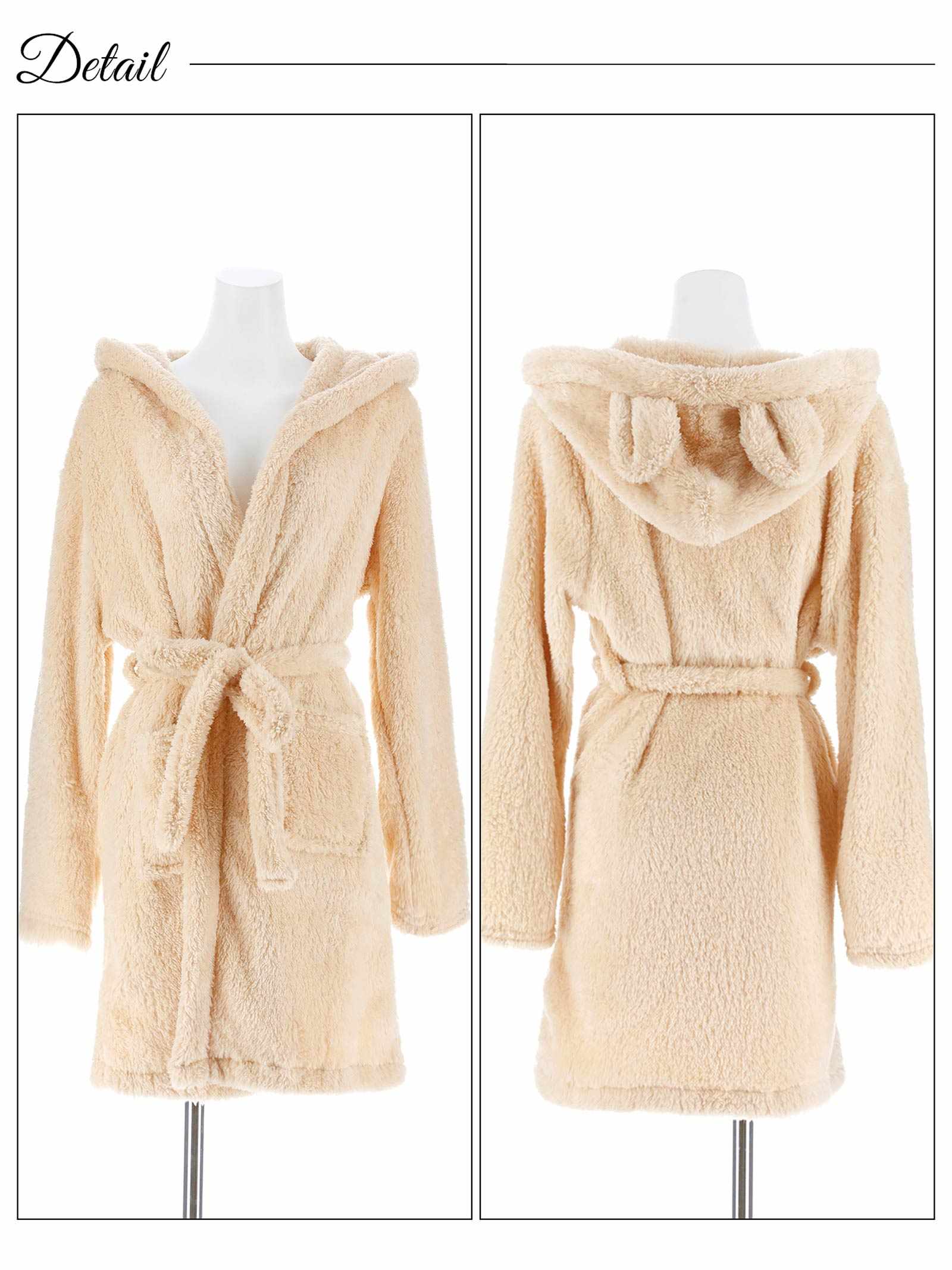 10/24新作!くま耳フードモコモコガウンルームウェア