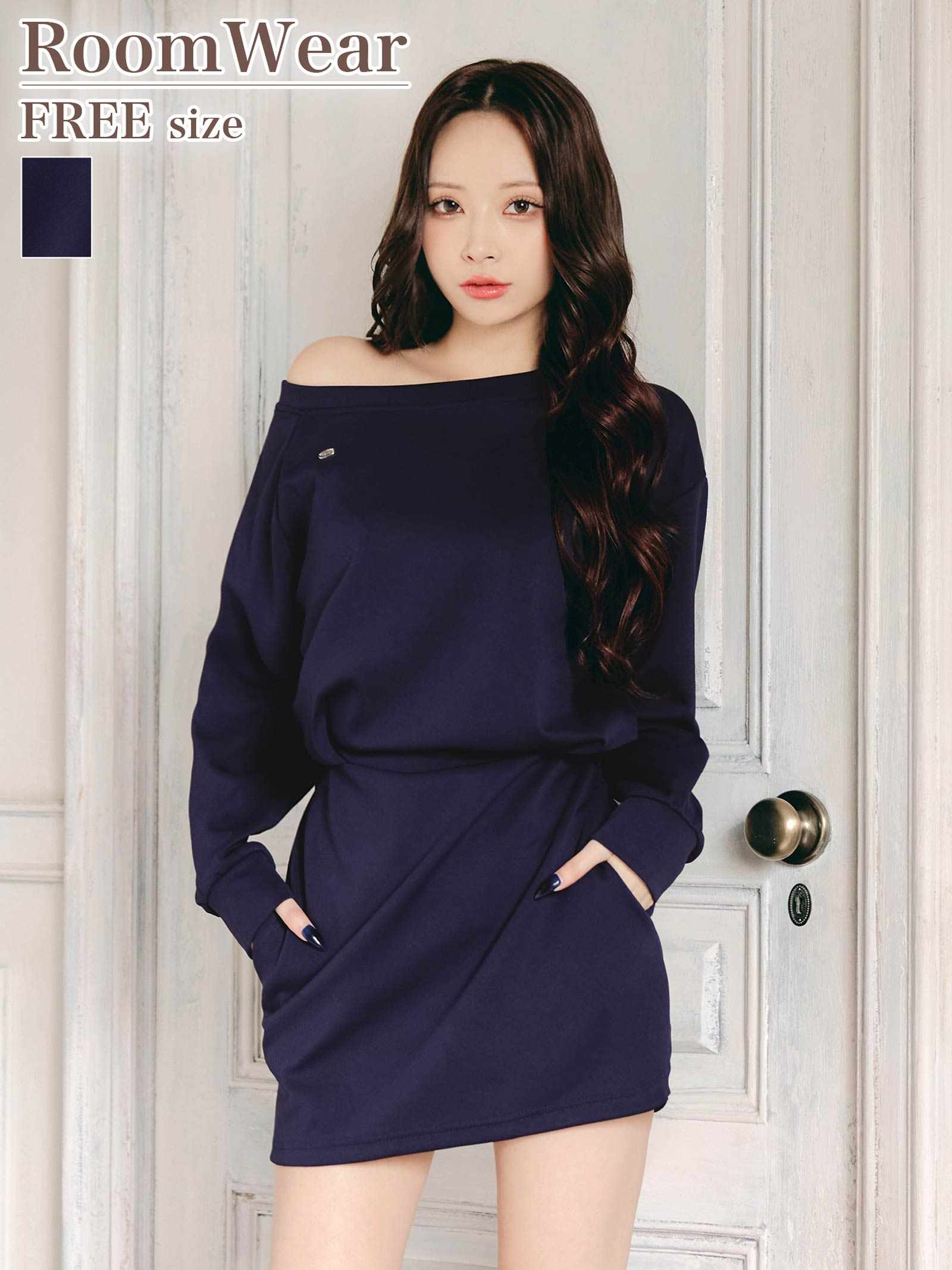 10/22新作!ワンショルスウェット長袖ワンピースルームウェア