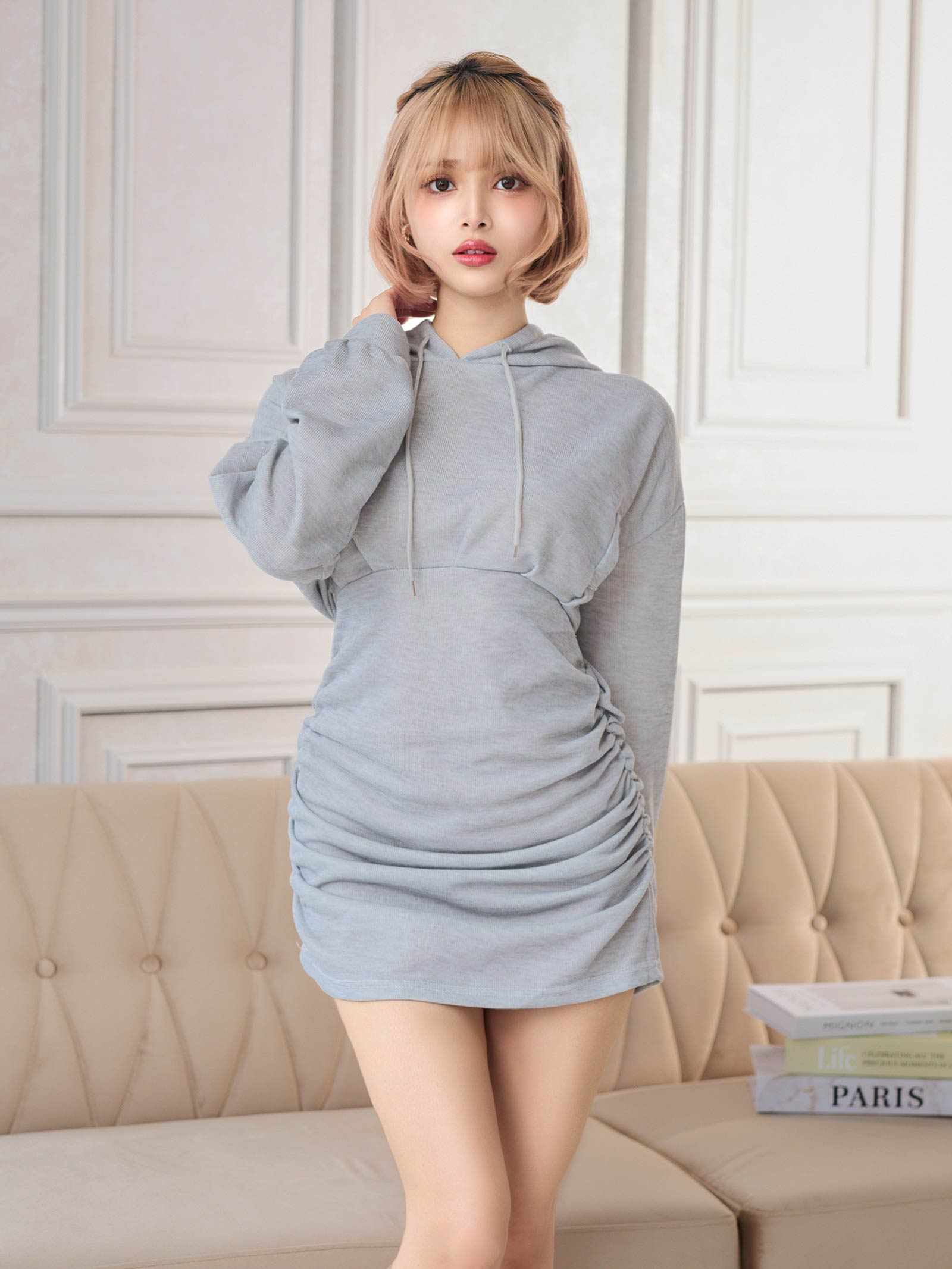 10/22新作!ネコ耳フードパーカーワンピースルームウェア