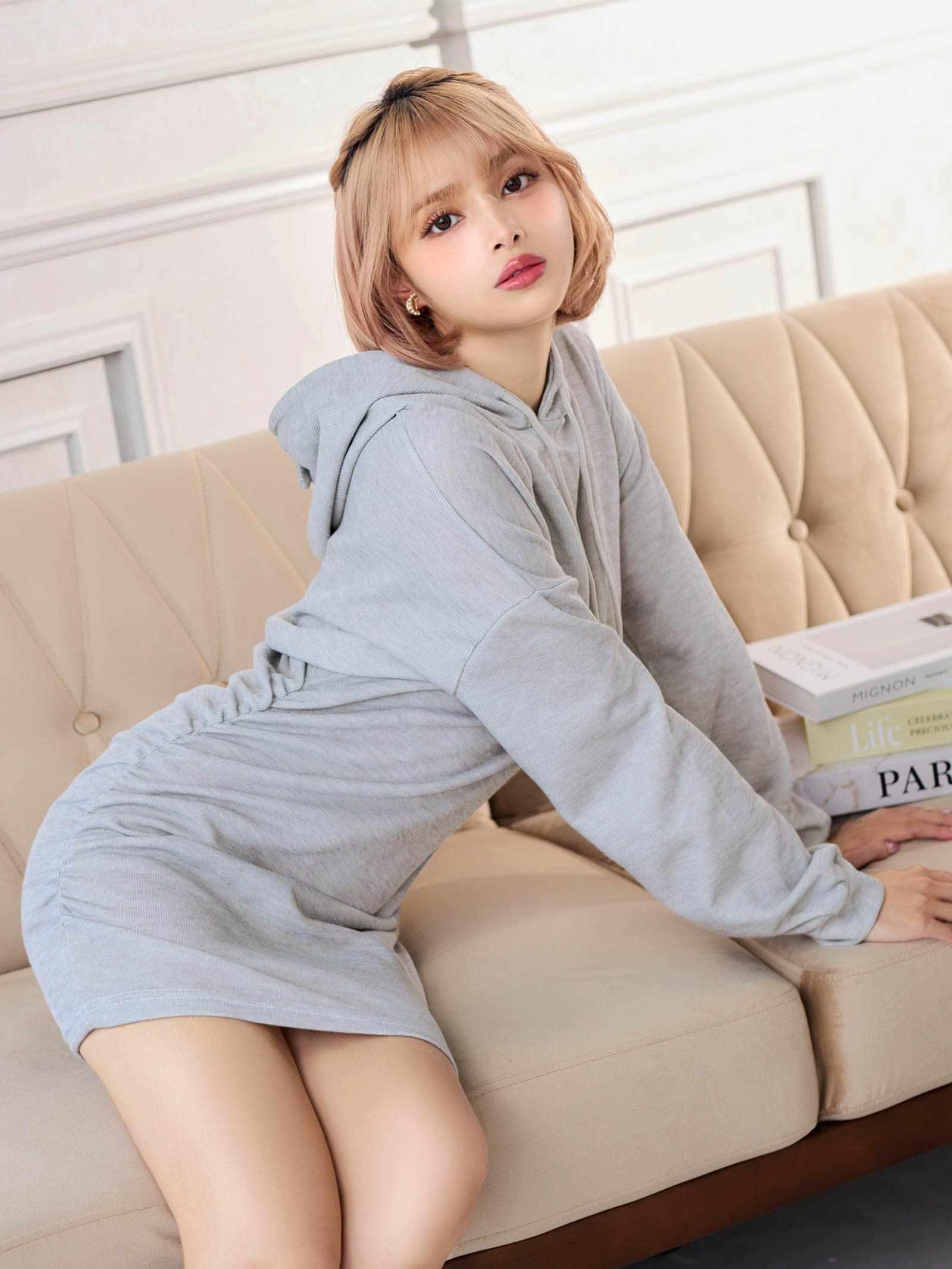 10/22新作!ネコ耳フードパーカーワンピースルームウェア
