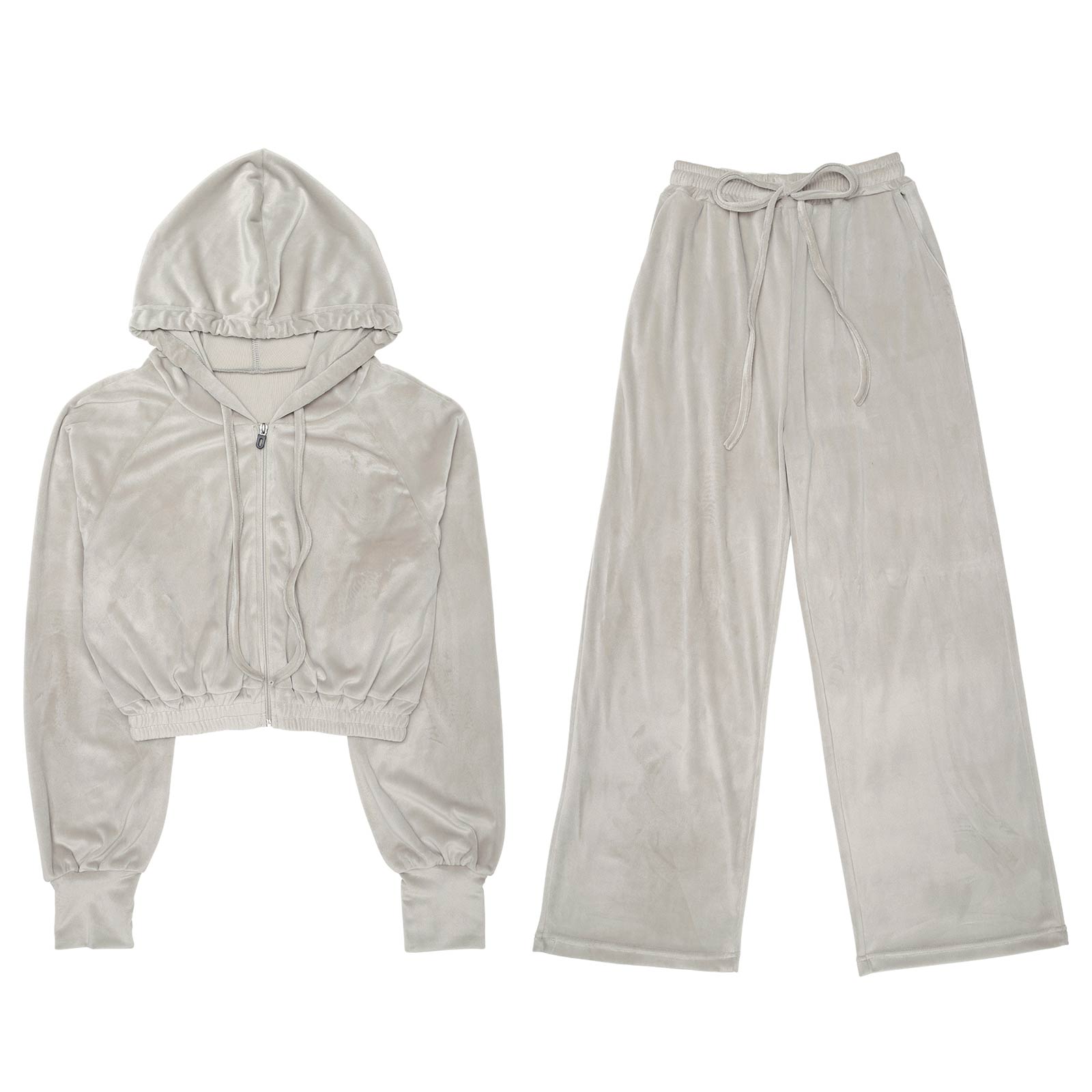 12/13再販!ベロアクロップドパーカー&ロングパンツルームウェア