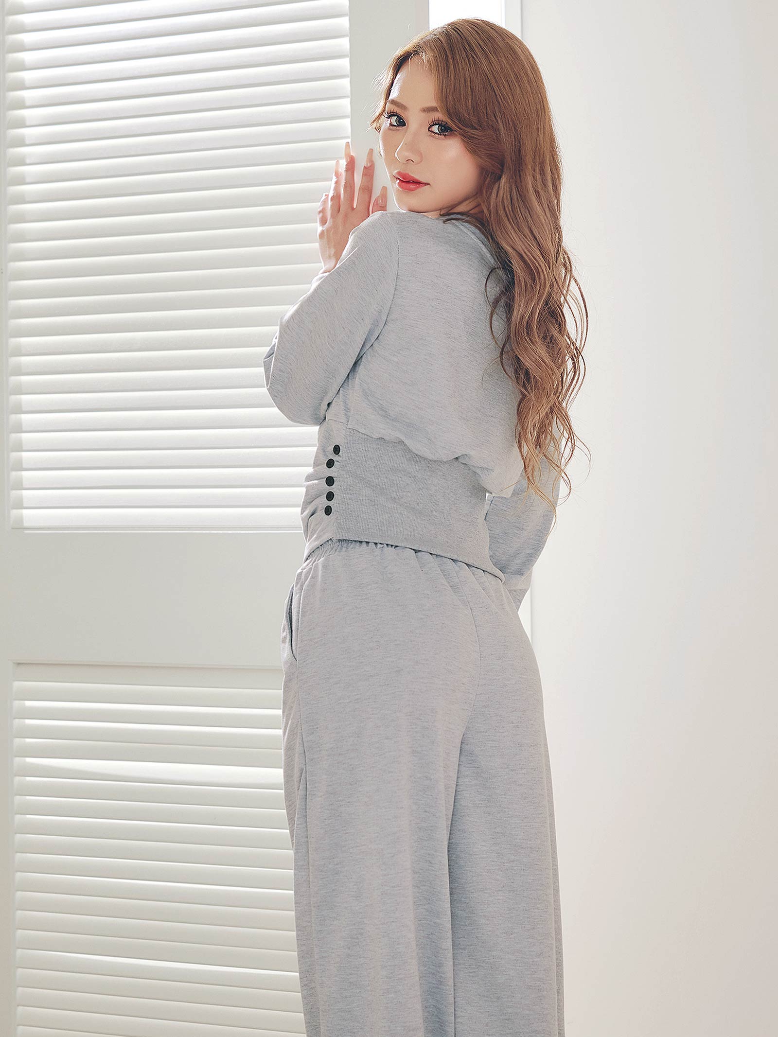 10/20新作!ルーズオフショルダートップス&ワイドパンツルームウェア