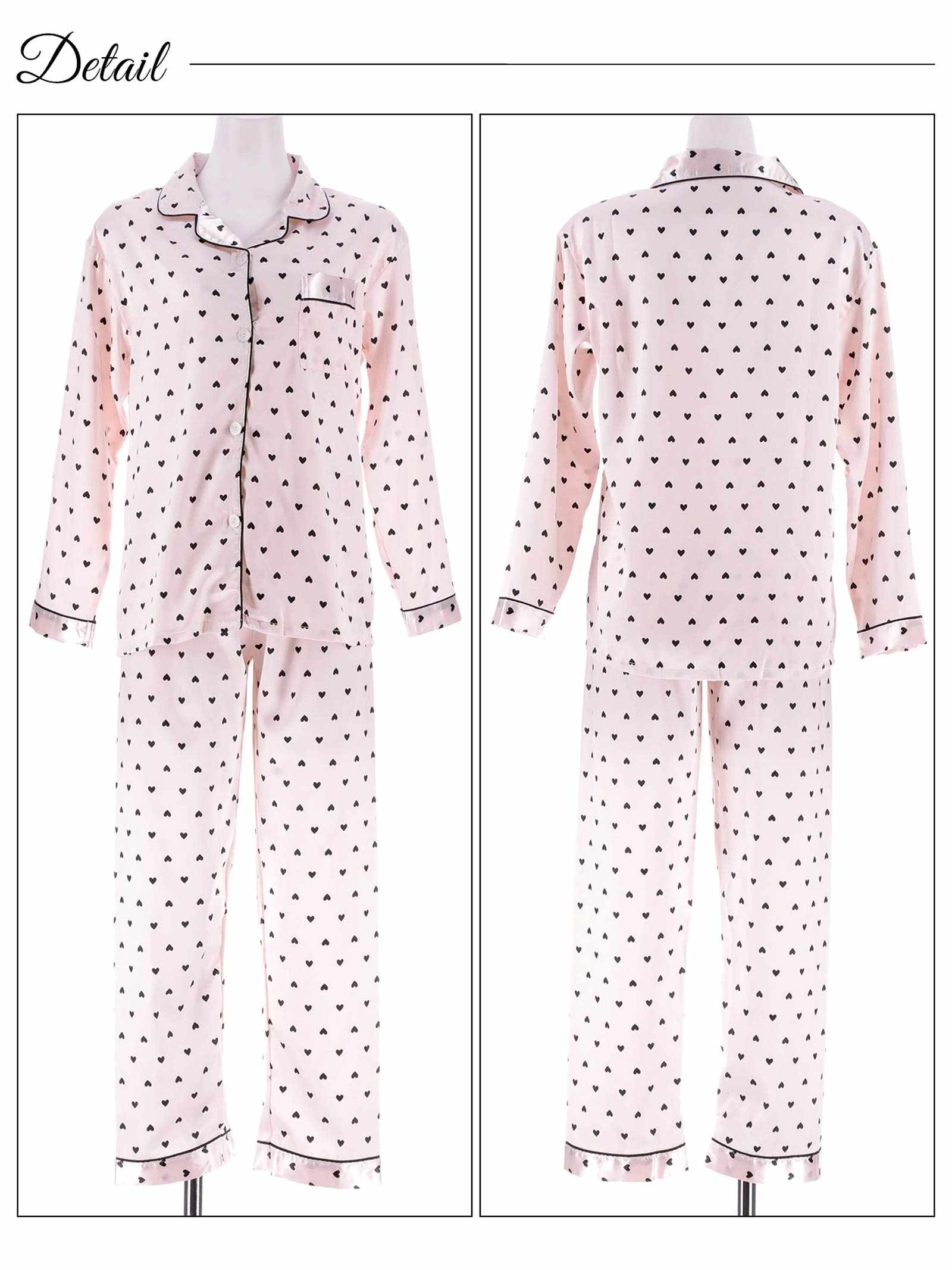 12/1新作!ガーリーハートサテントップス&ロングパンツルームウェア