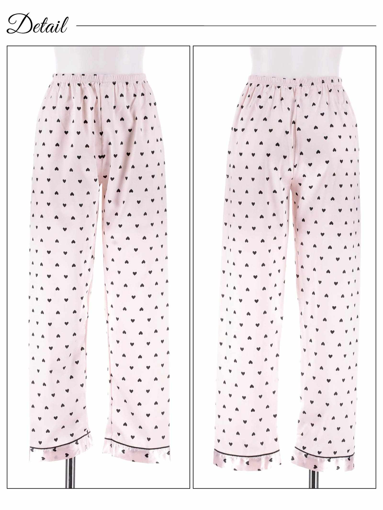12/1新作!ガーリーハートサテントップス&ロングパンツルームウェア