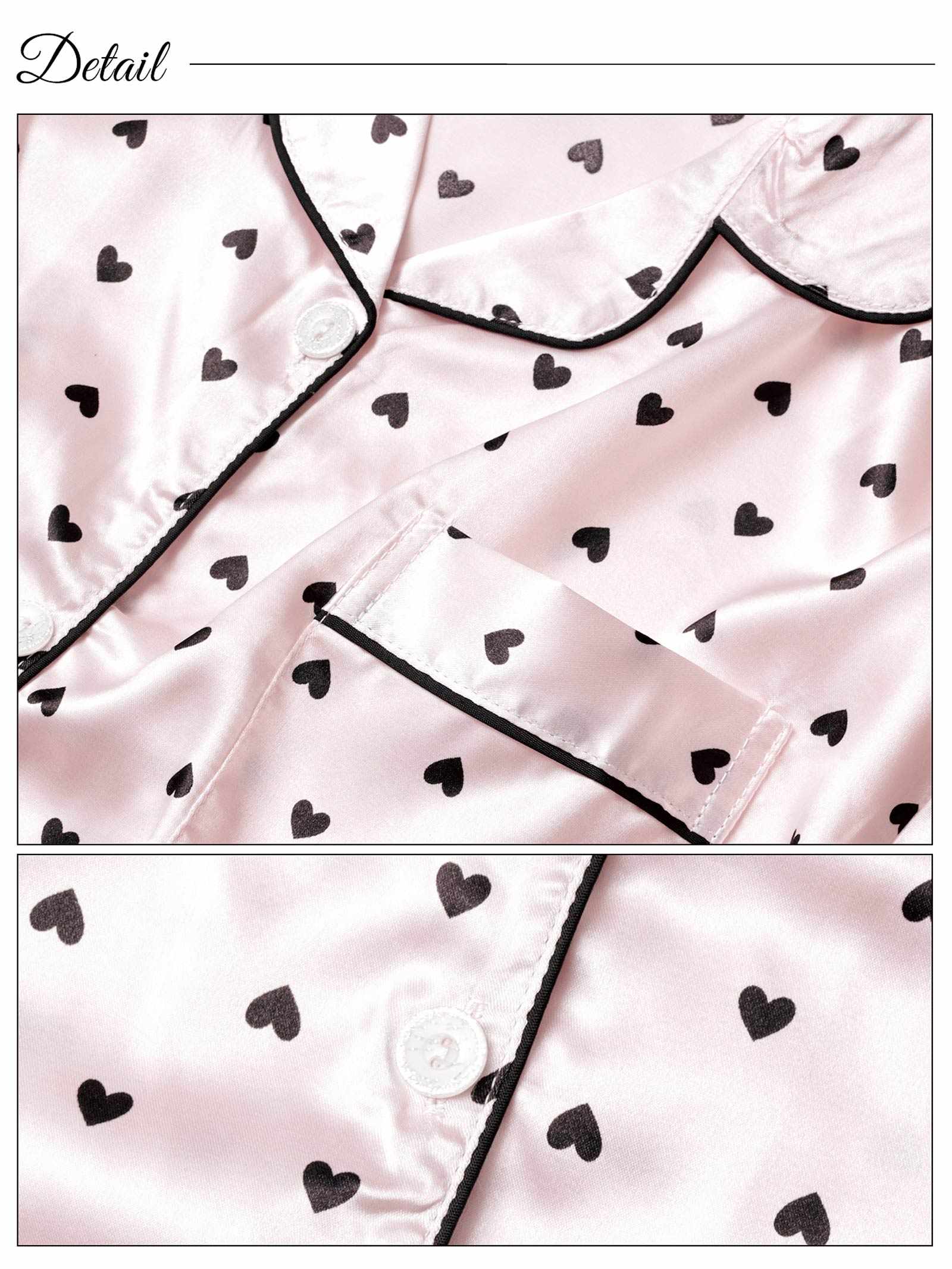 12/1新作!ガーリーハートサテントップス&ロングパンツルームウェア