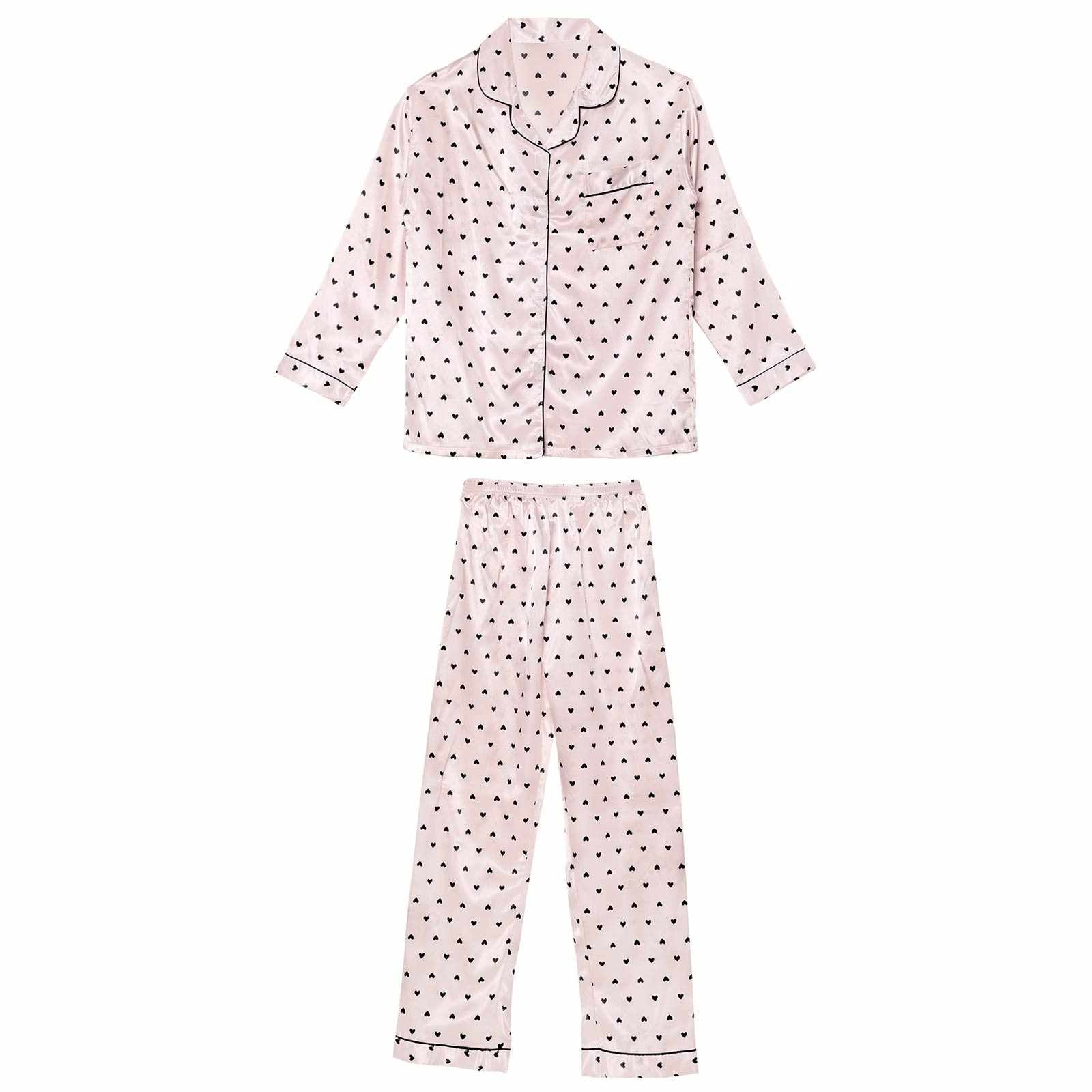 12/1新作!ガーリーハートサテントップス&ロングパンツルームウェア