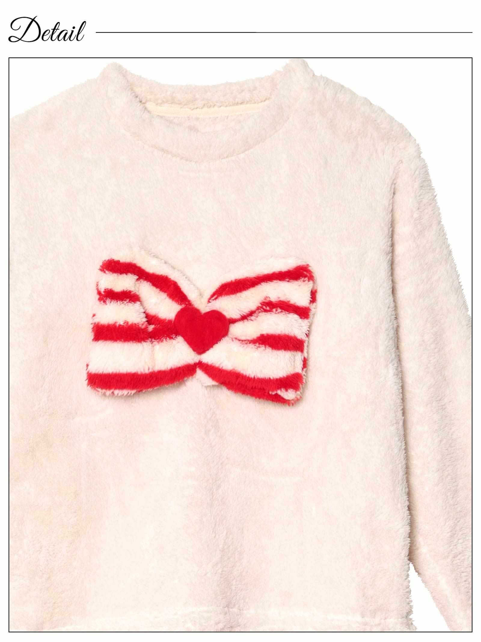 12/1新作!キャンディリボンボーダーもこもこトップス&ロングパンツルームウェア