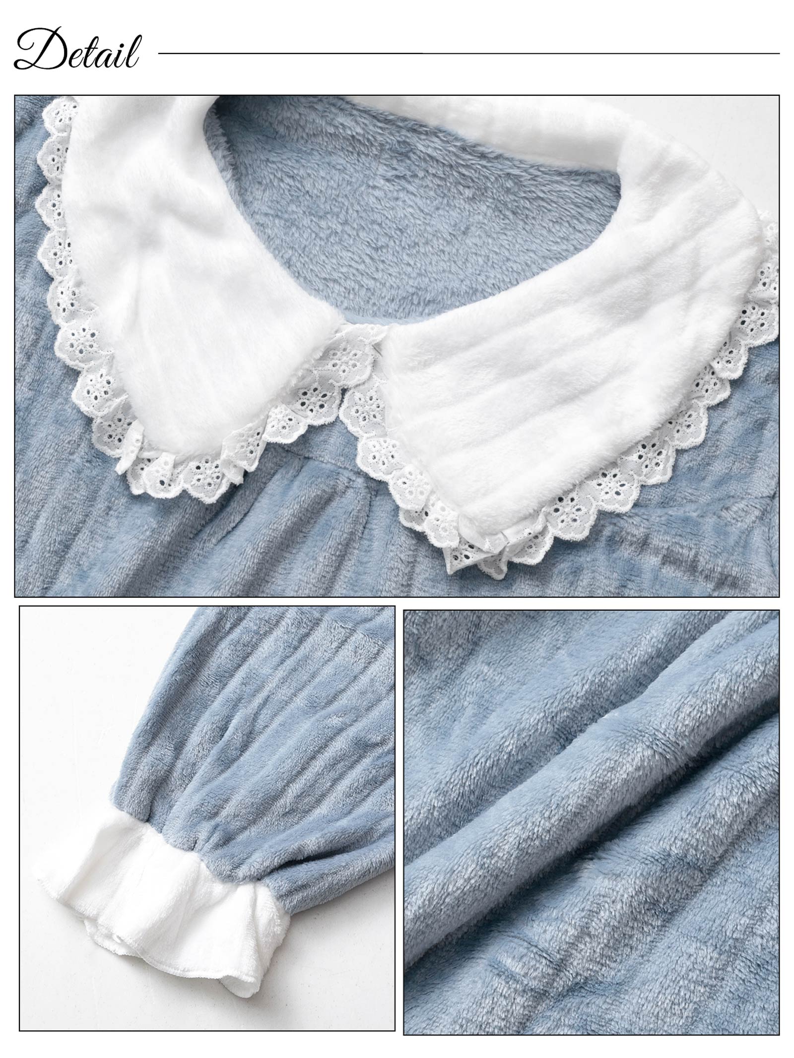 12/3新作!ビッグカラーフリルもこもこトップス&ロングパンツルームウェア