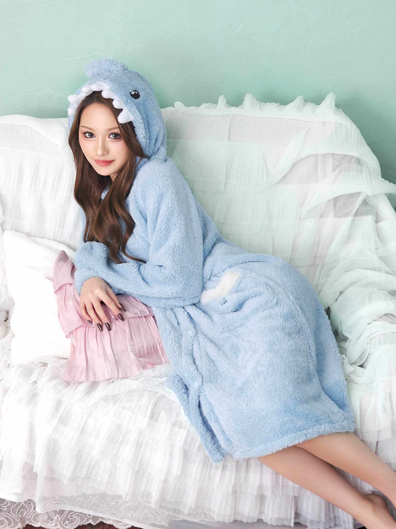 12/24新作!もこもこフードシャークルームウェア