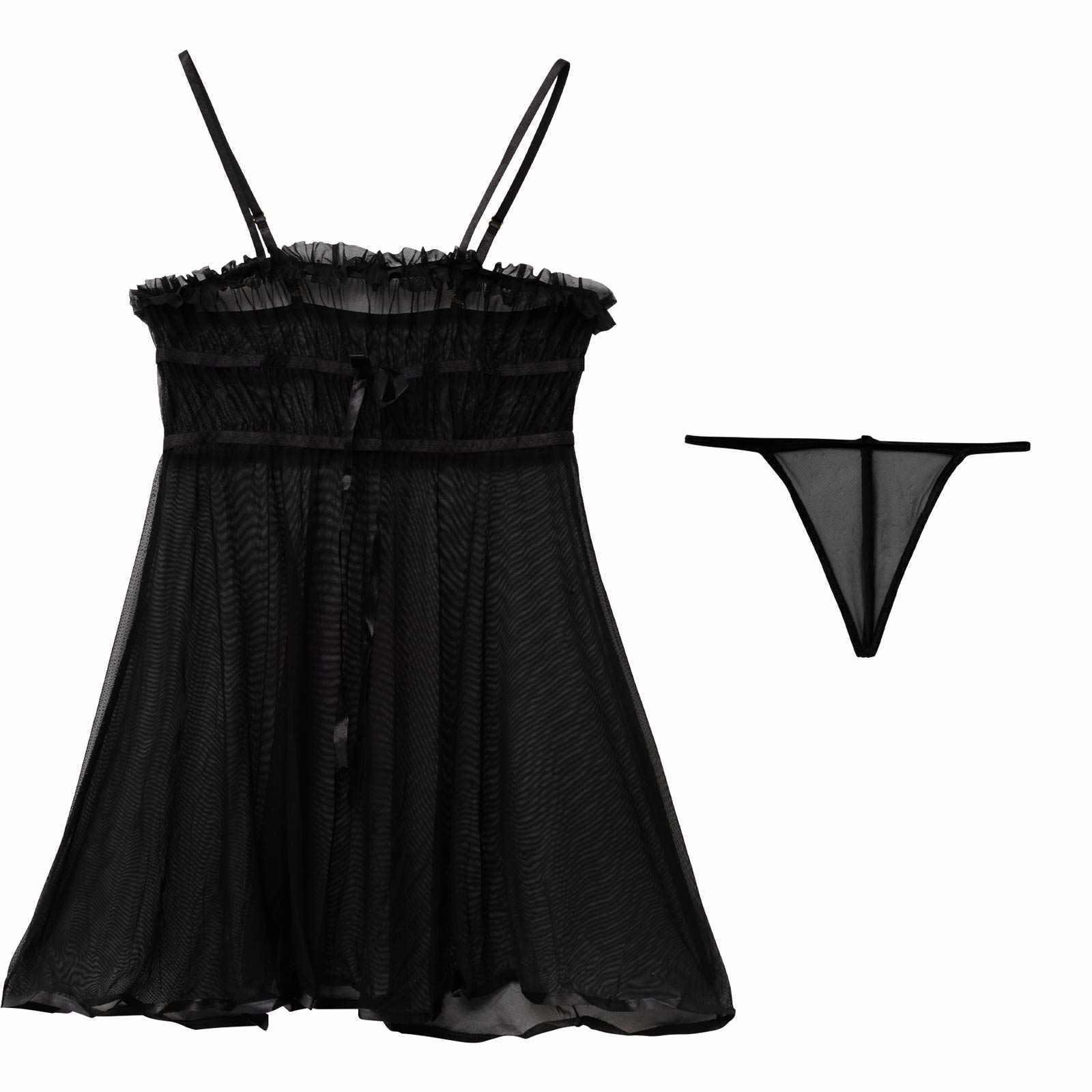 1/19新作!シアーフリルチュールベビードール