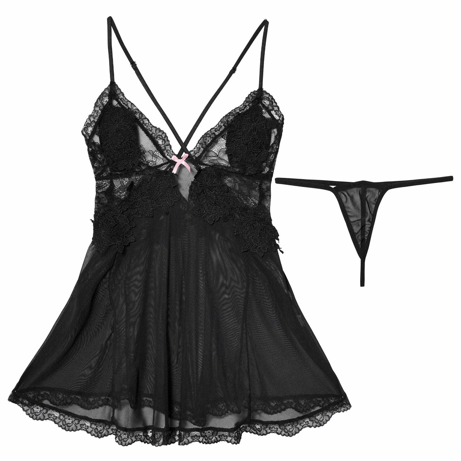 1/23新作!ダブルレースシフォンベビードール