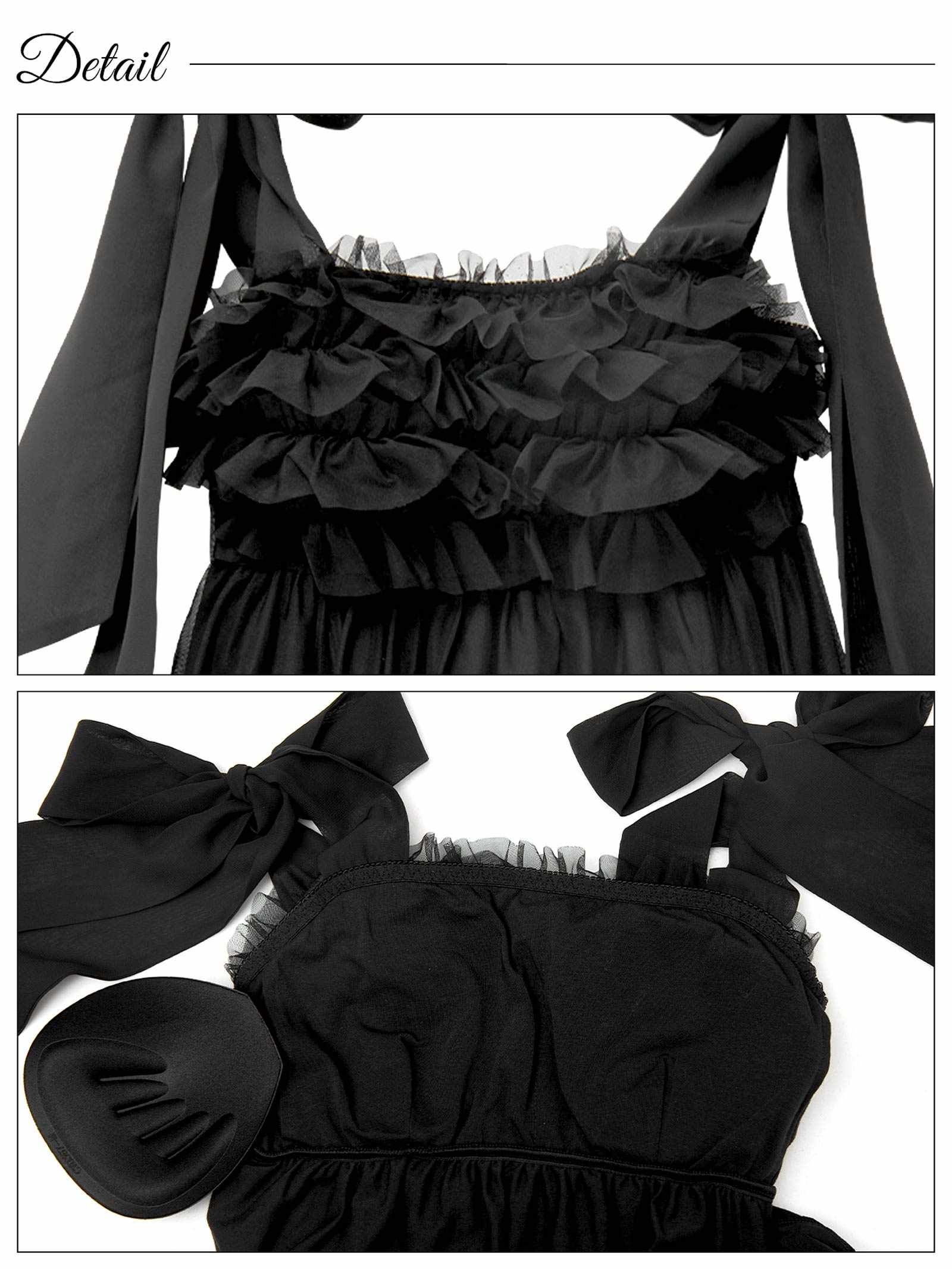 8/25新作!フリルチュールリボンナイトブラワンピースルームウェア