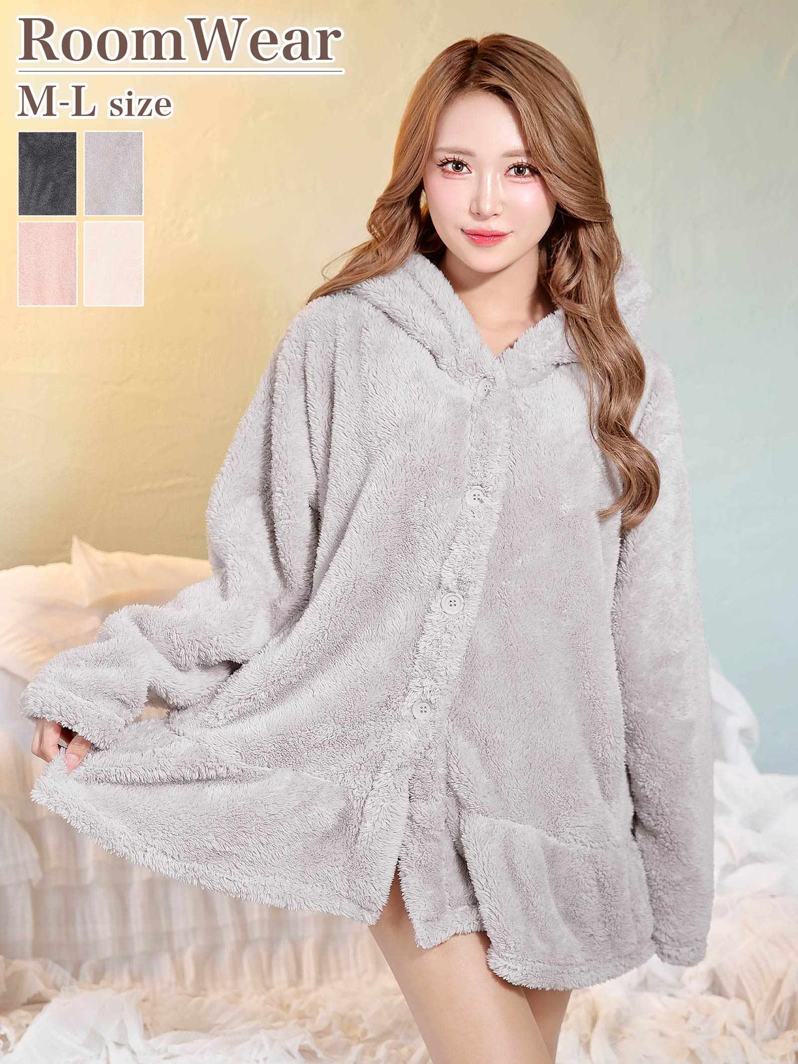 12/10新作!シープタッチフリルフーディールームウェア