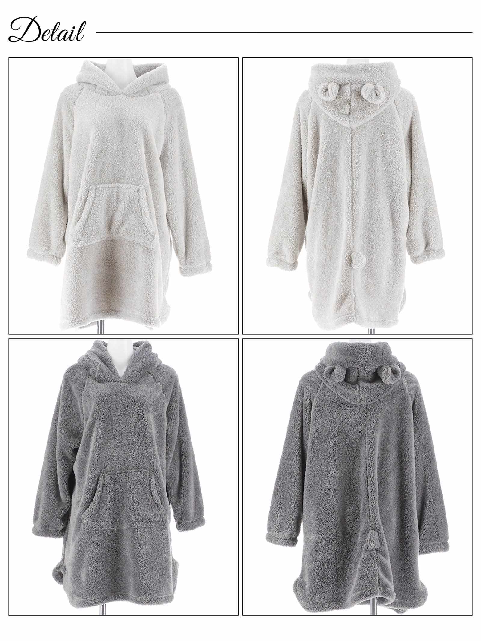 12/8新作!くま耳フードもこもこワンピースルームウェア