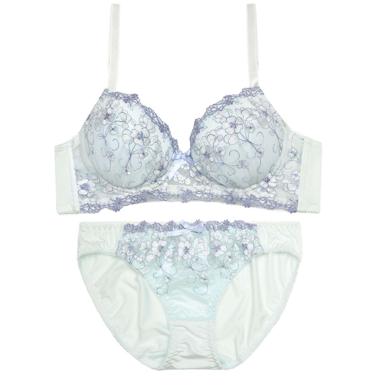 トゥインクルニュアンスフラワー育乳脇高ブラジャー&フルバックショーツ