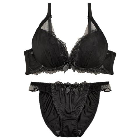 1/24再販!【三上悠亜着用】【ノンワイヤー】ロイヤリティチュールフラワーブラジャー&フルバックショーツ